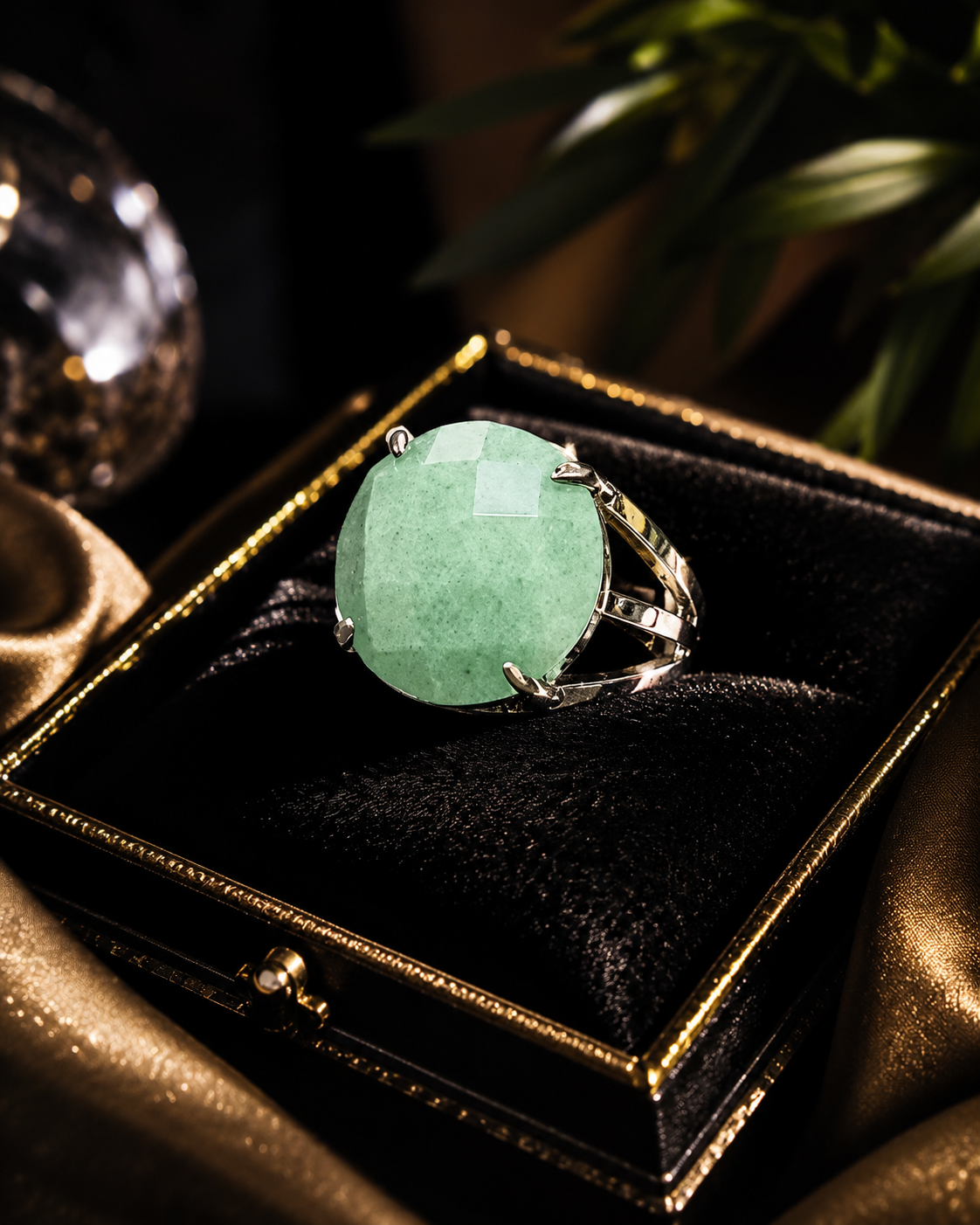 Green Aventurine Adjustable Ring for Luck & Prosperity | Crystal Empire