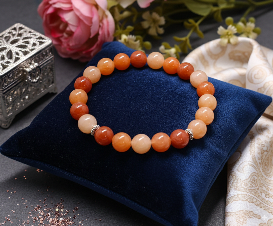 Red Aventurine Bead Adjustable Bracelet