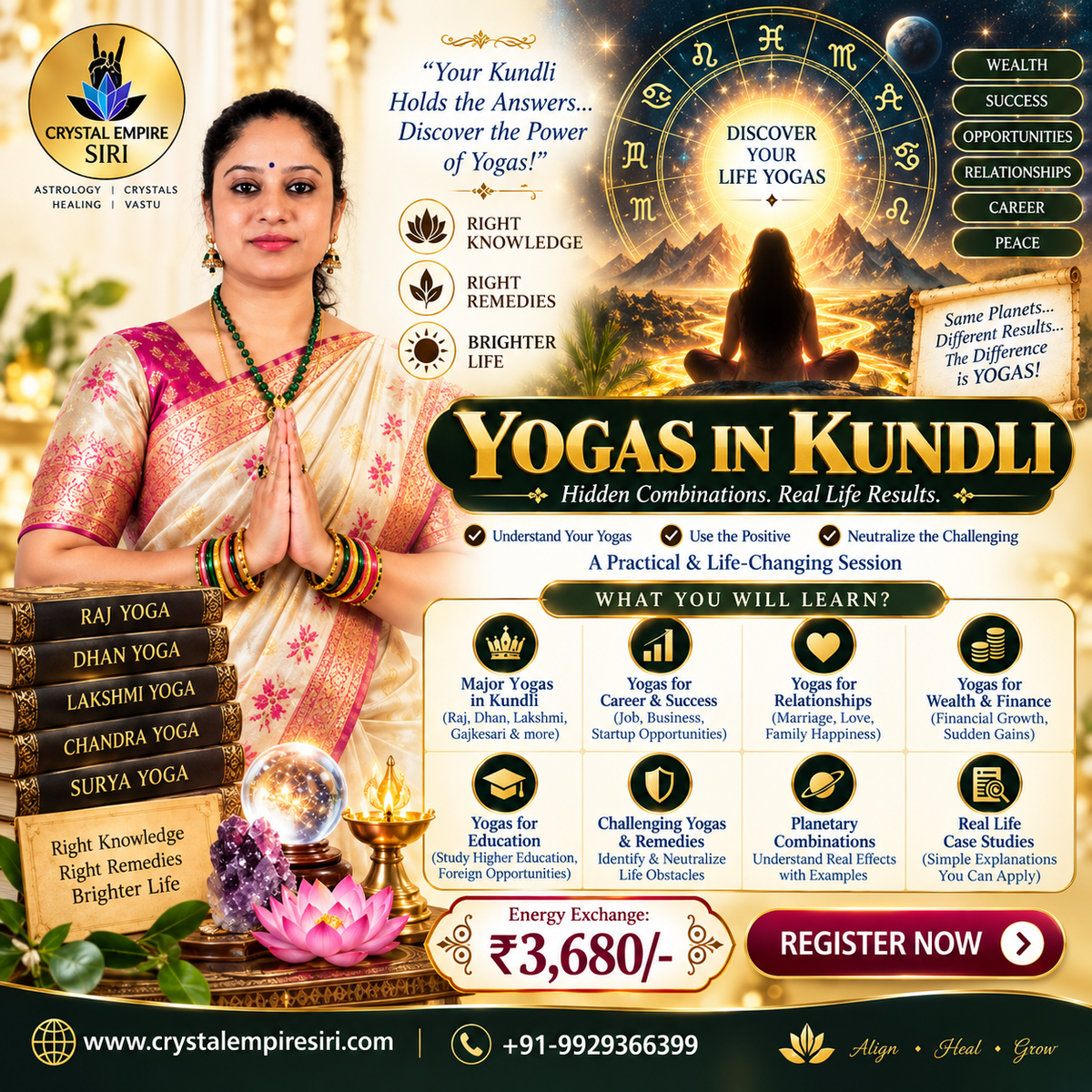 Yogas in Kundli Course – Raj Yoga, Dhan Yoga & Career Yogas | Crystal Empire Siri