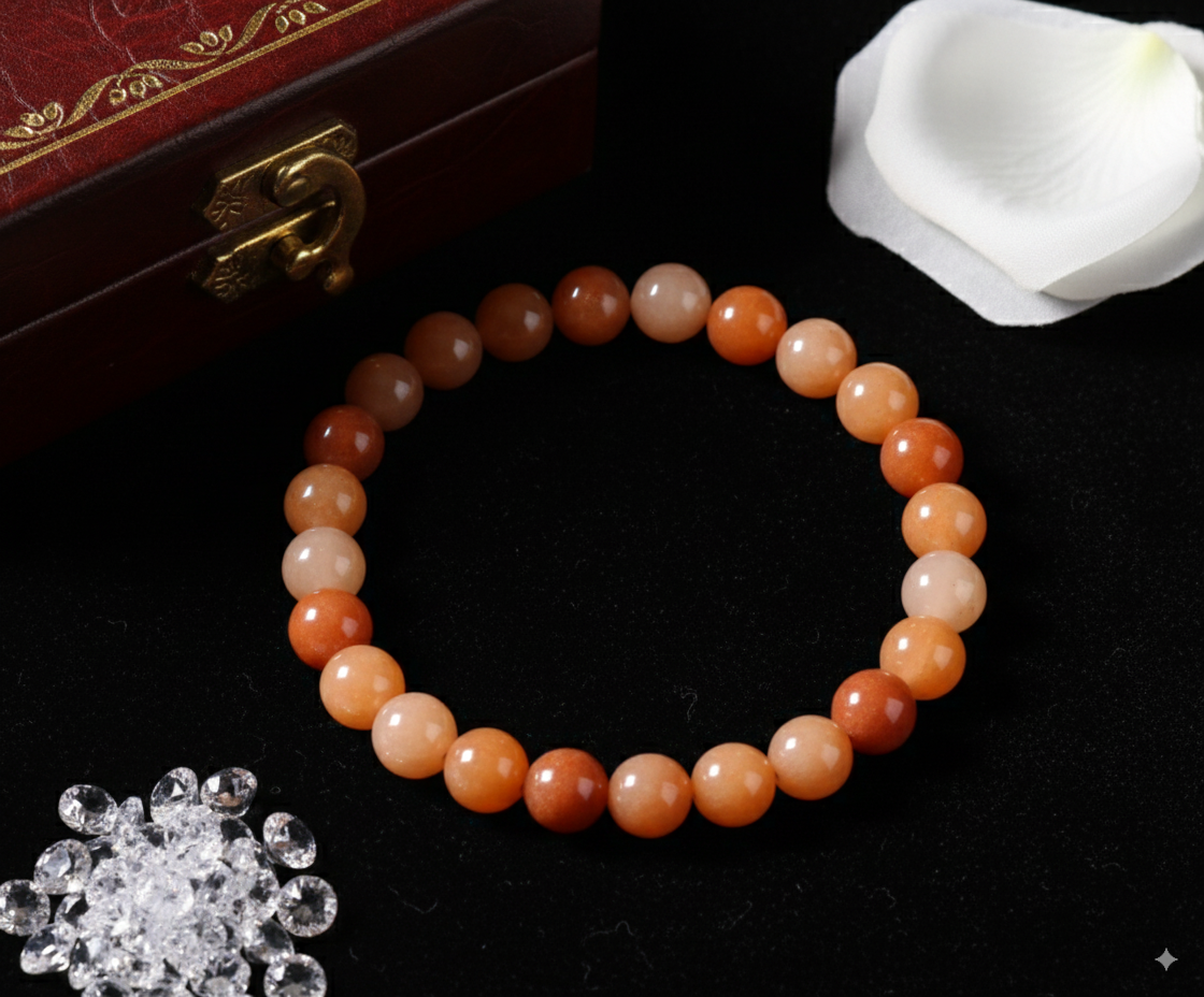 Red Aventurine Bead Adjustable Bracelet