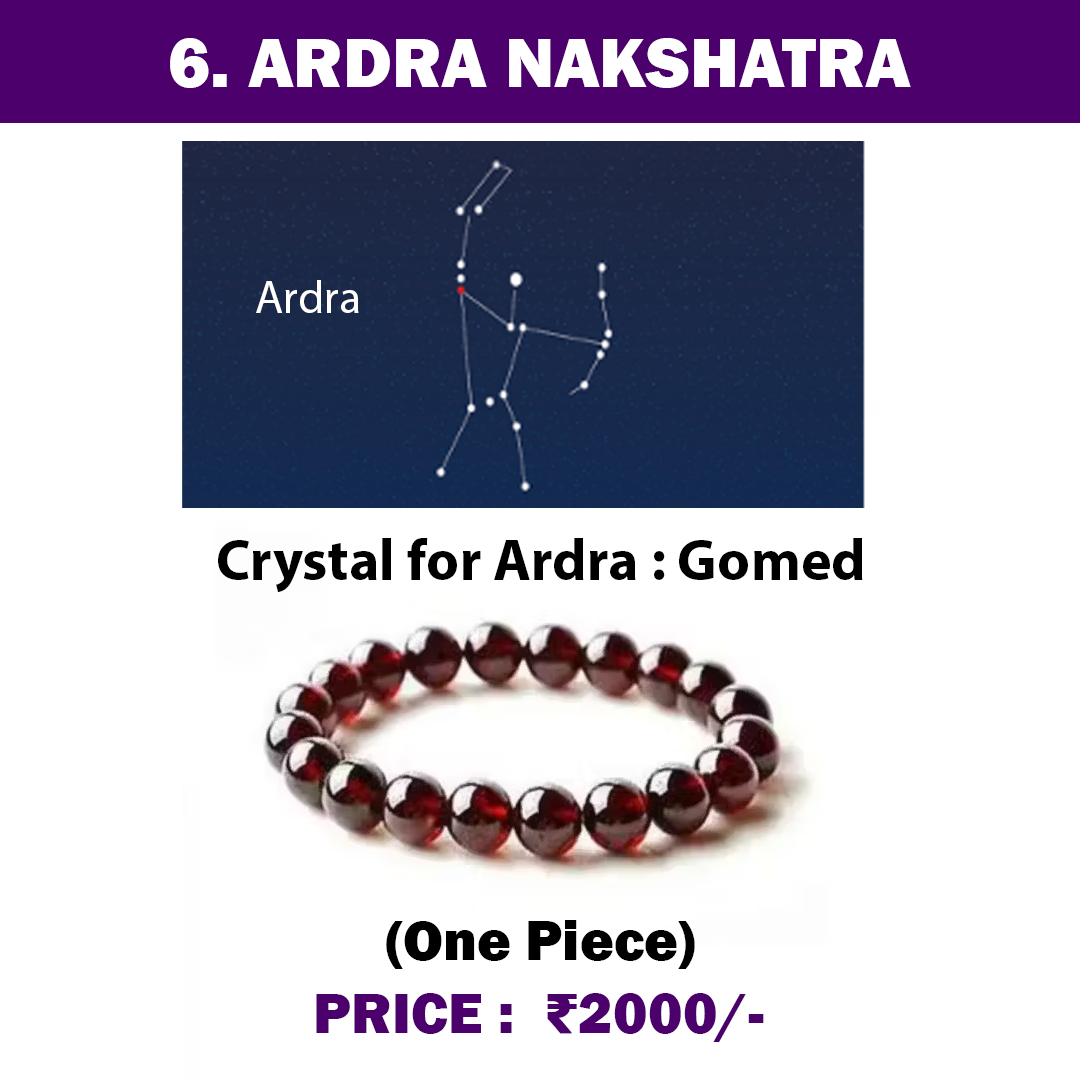 6. Ardra Nakshatra Crystal | Hessonite Adjustable Bracelet