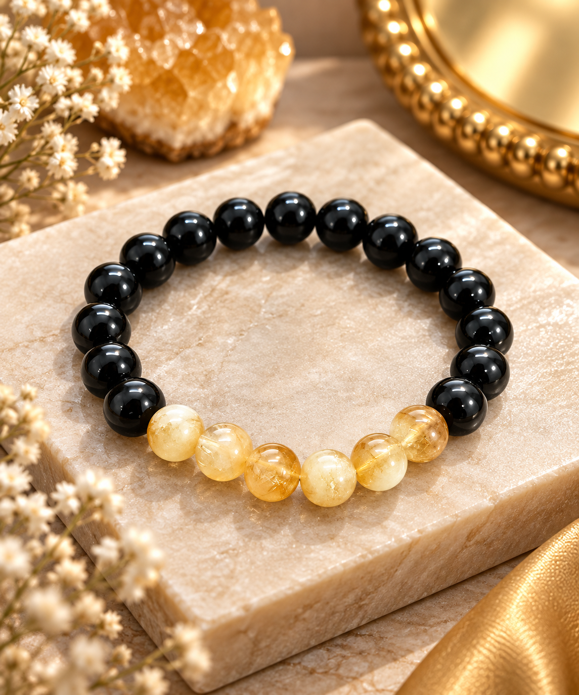 Citrine & Black Tourmaline Bracelet | Guru Chandal Yog Remedy Crystal