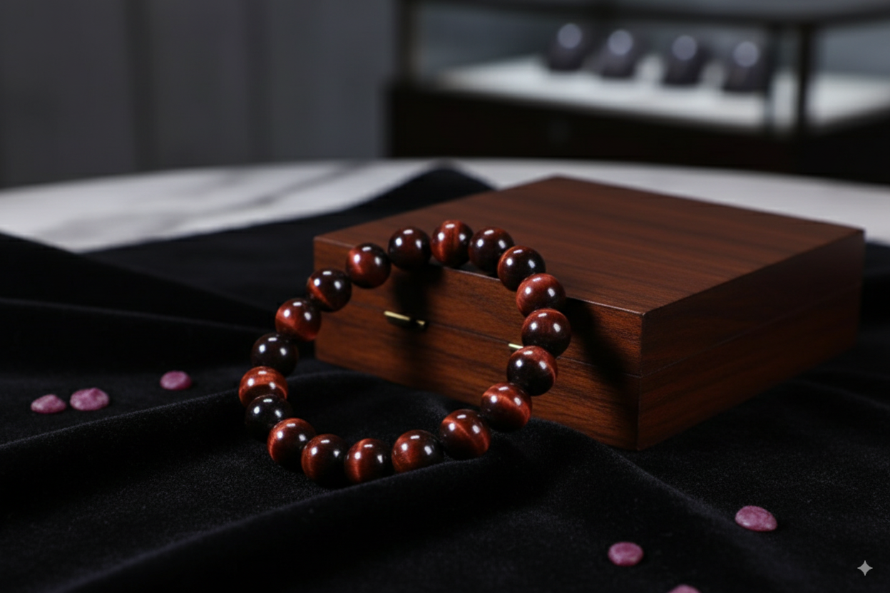 Red Tiger Eye Crystal Adjustable Bracelet – 8 MM Size