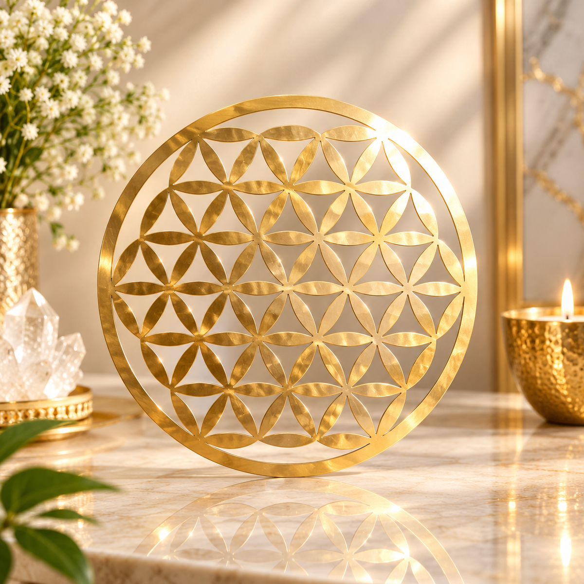 Golden Flower of Life Of Tree Grid | Sacred Geometry Grid for Crystal Charging & Meditation