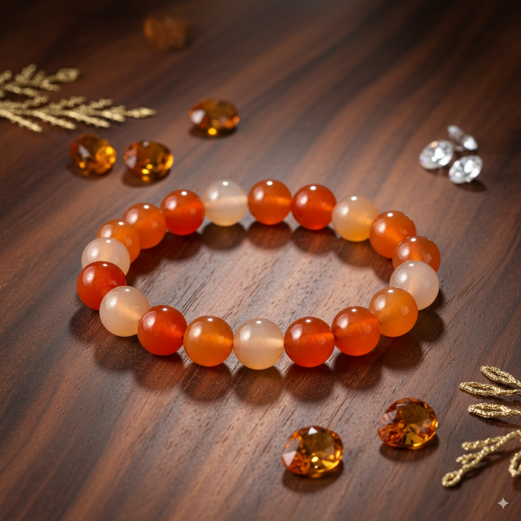 Natural Carnelian Stretch Bracelet - 8mm