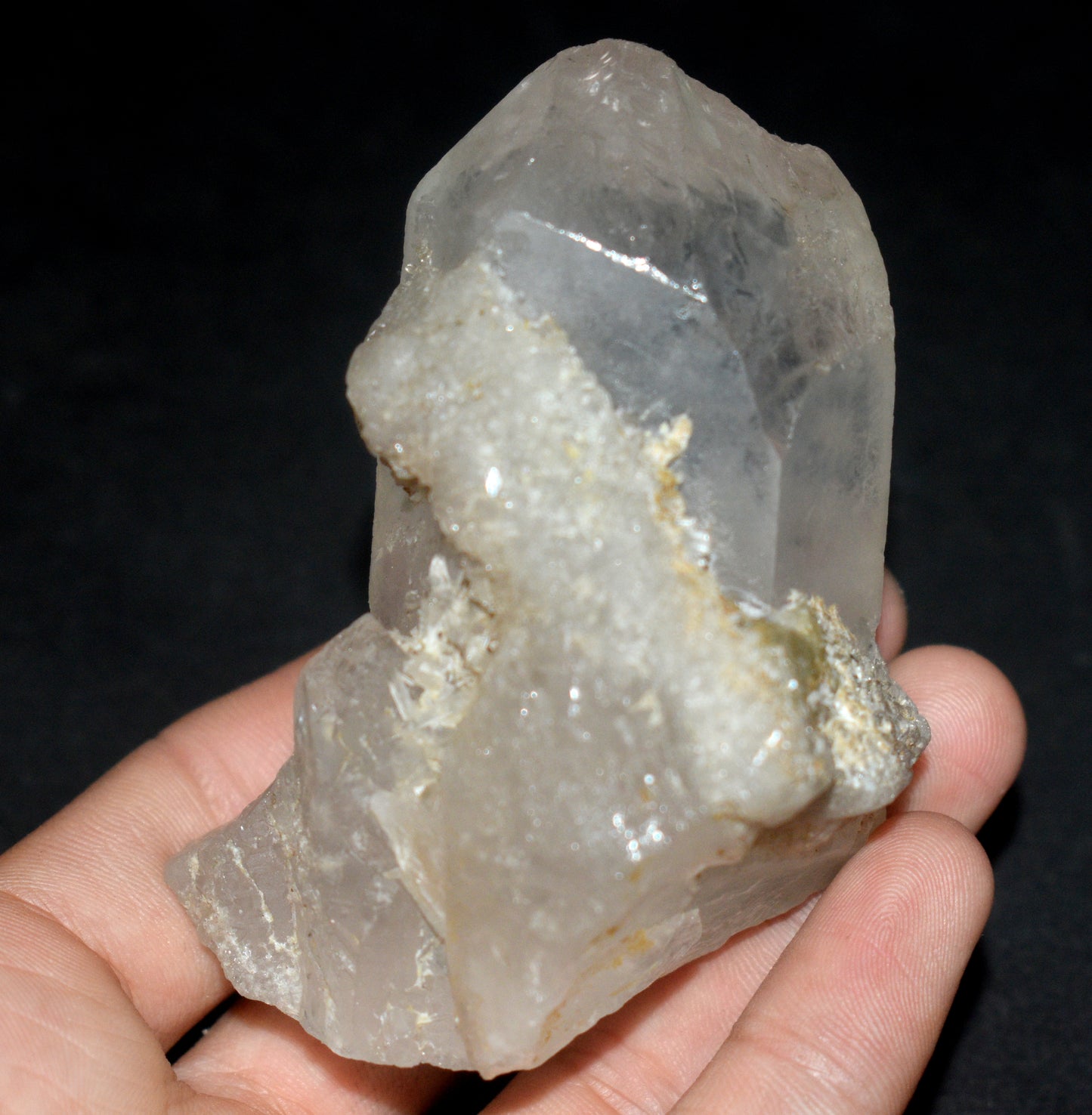 Natural Phantom Quartz Crystal Point with Natural Druzy – High Vibration Healing Stone - {Weight- 182.00 Gram} Size- 3'' inches Long