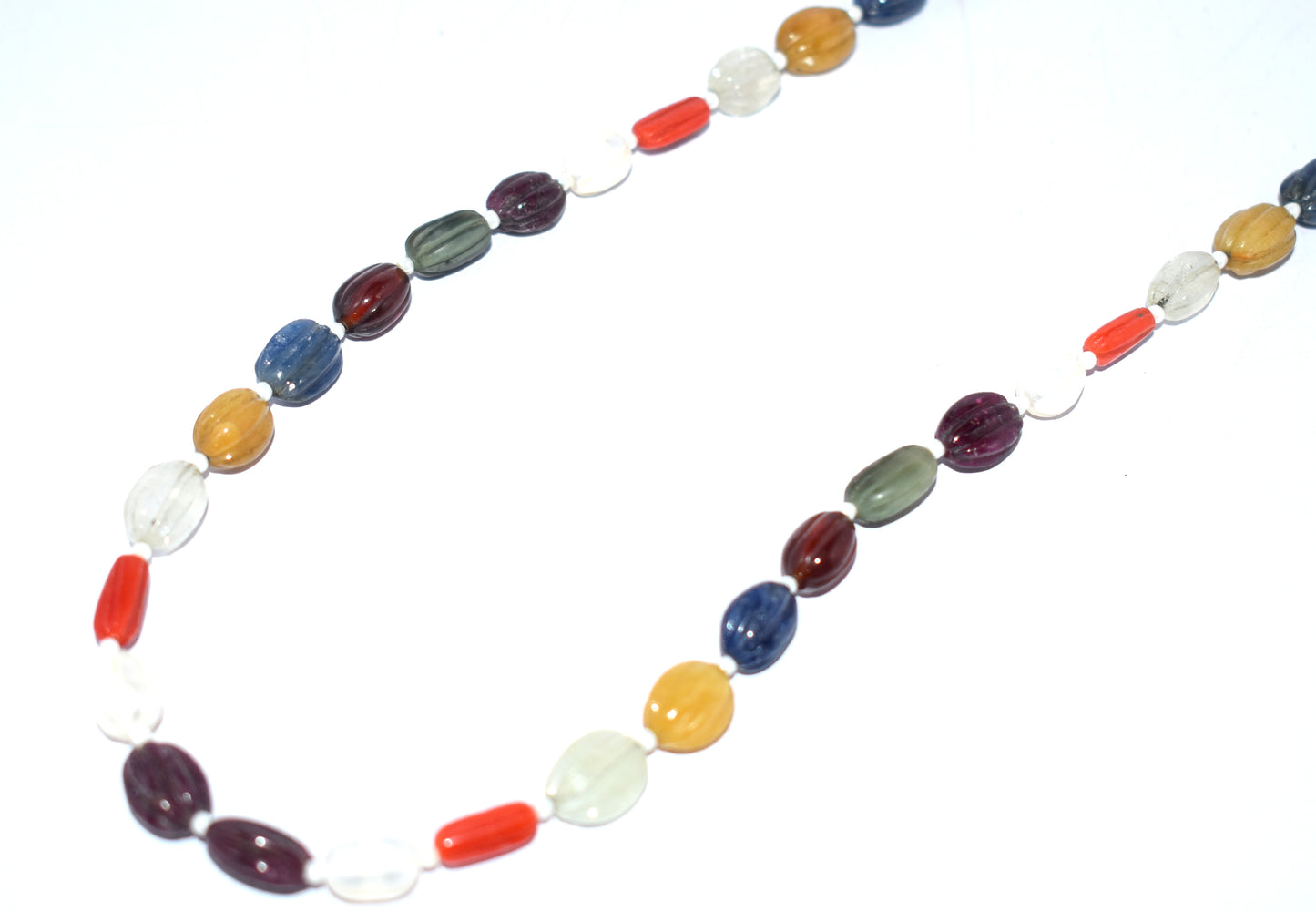 A single line of exquisite natural Navratan beads, weighing 195 carats, perfect for elegant jewelry designs.
#NavratanBeads #GemstoneJewelry #LuxuryJewelry #NaturalGemstones #ElegantStyle #StatementJewelry #ChicJewelry