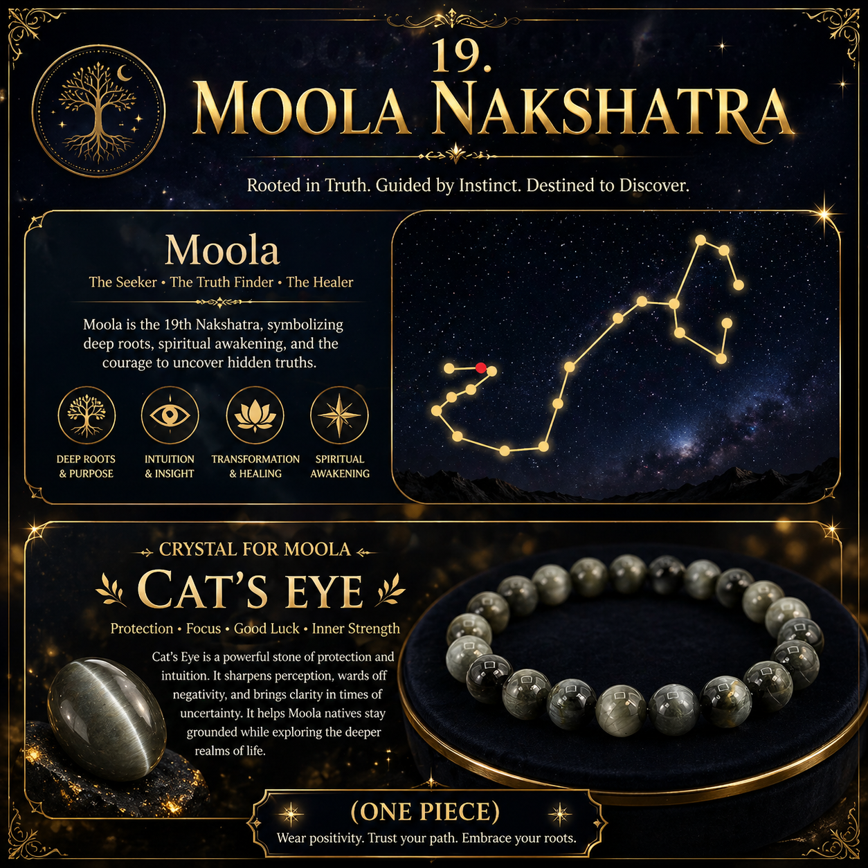 19. Moola Nakshatra Crystal | Cats Eye Adjustable Bracelet