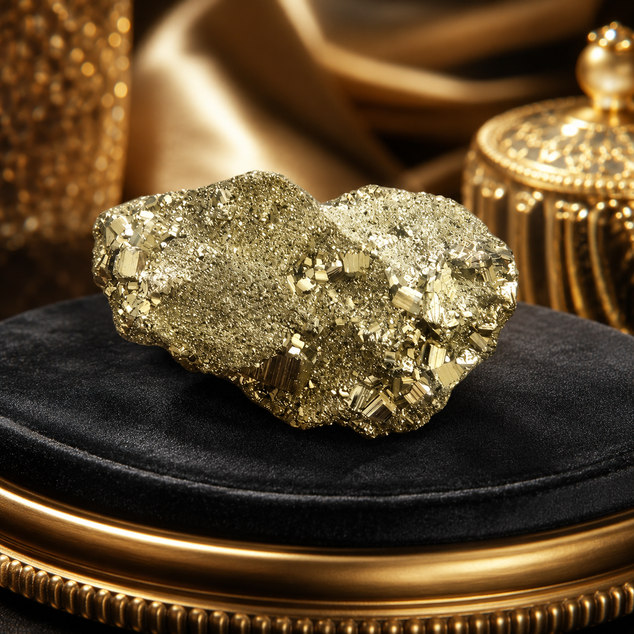 Natural Golden Pyrite Cluster – Premium Healing Crystal for Wealth 195 Gram
