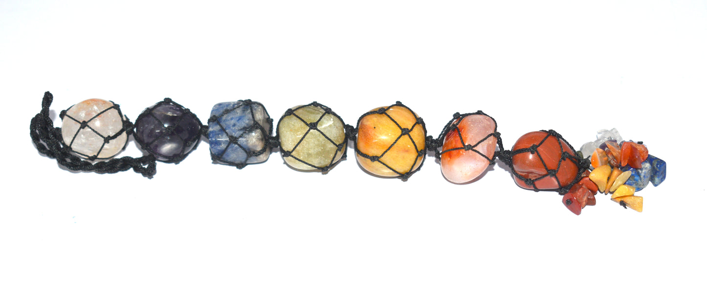 "Seven Chakra Tumble Stone Hanging – Car & Door Decor For Energy Balance"