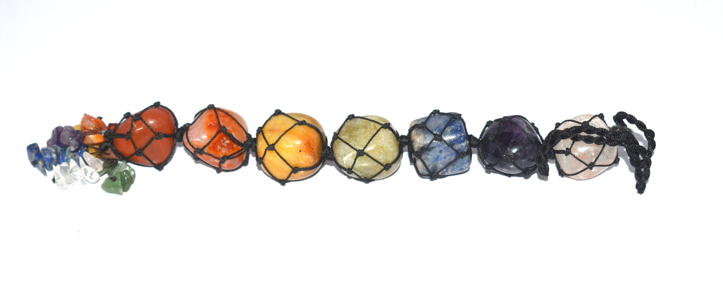 "Seven Chakra Tumble Stone Hanging – Car & Door Decor For Energy Balance"