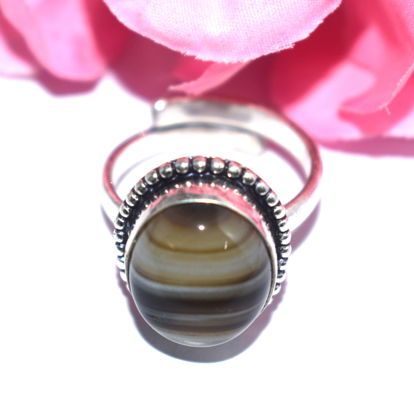 Hakik Stone Ring | Free Size | Spiritual Healing Jewelry -  {Weight- 7.60 Gram}