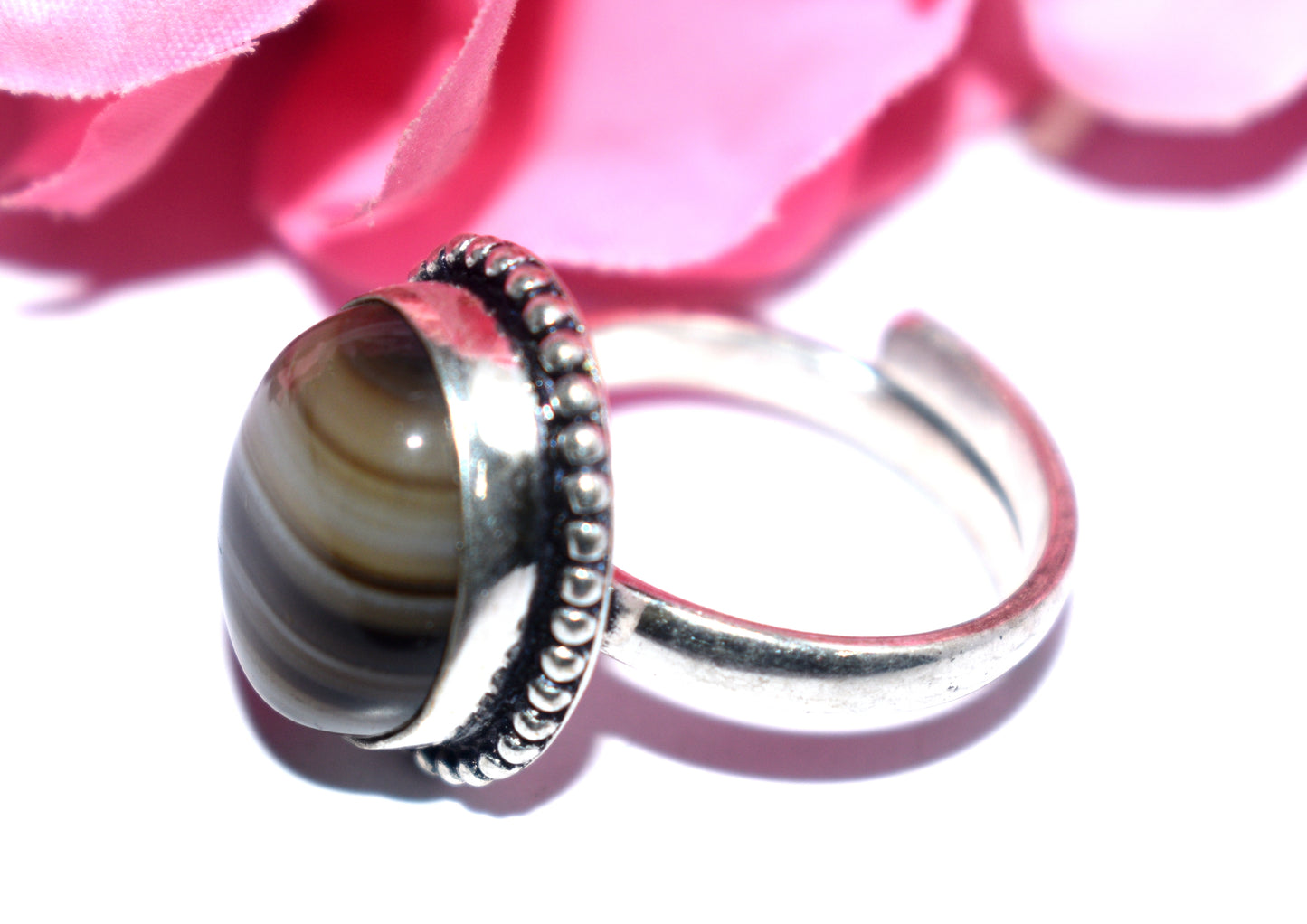 Hakik Stone Ring | Free Size | Spiritual Healing Jewelry -  {Weight- 7.60 Gram}