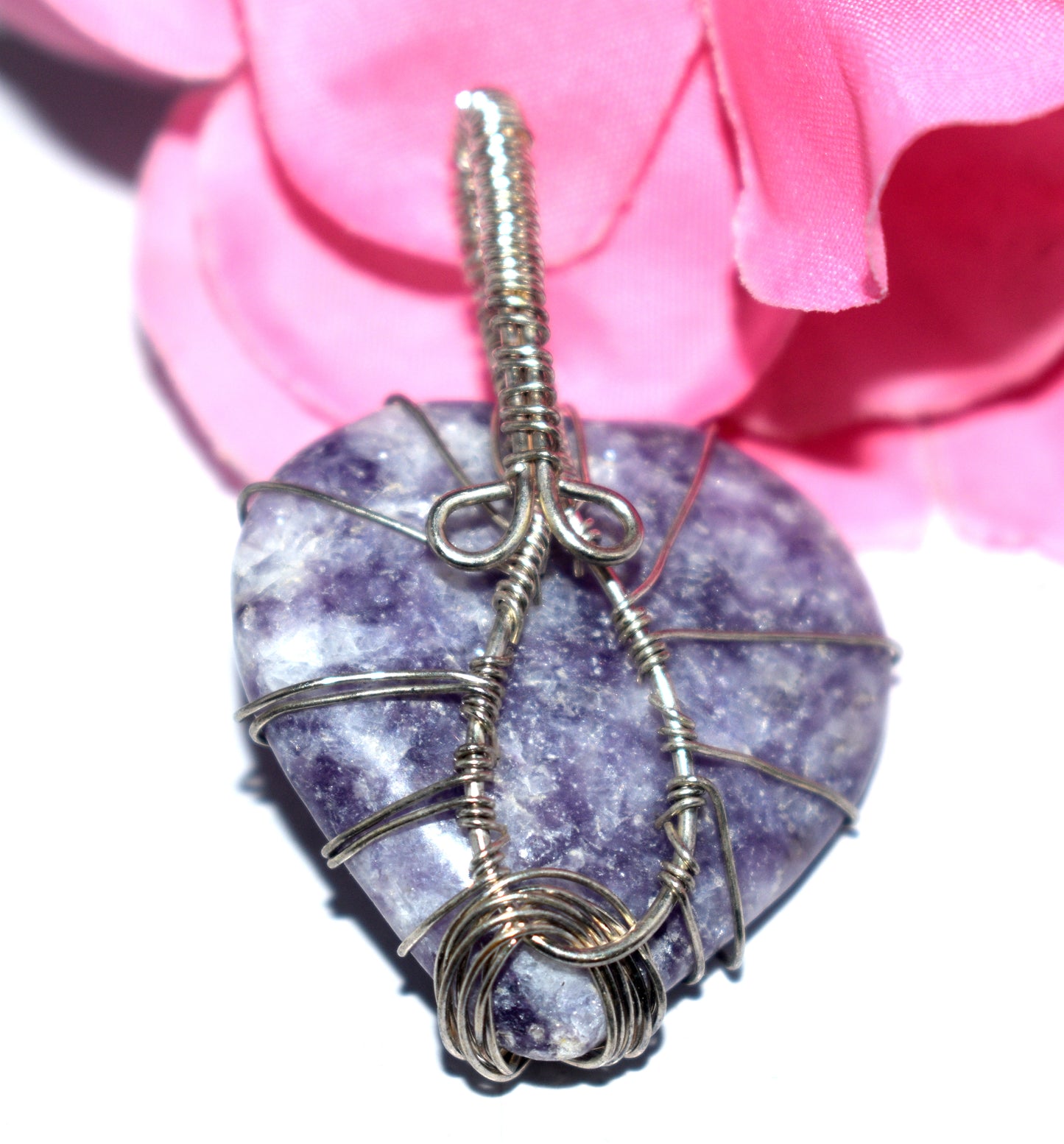 Natural Lepidolite Cabochon Tree Healing Pendent- Wire Wrapped Pendent - {14.50 Gram}
