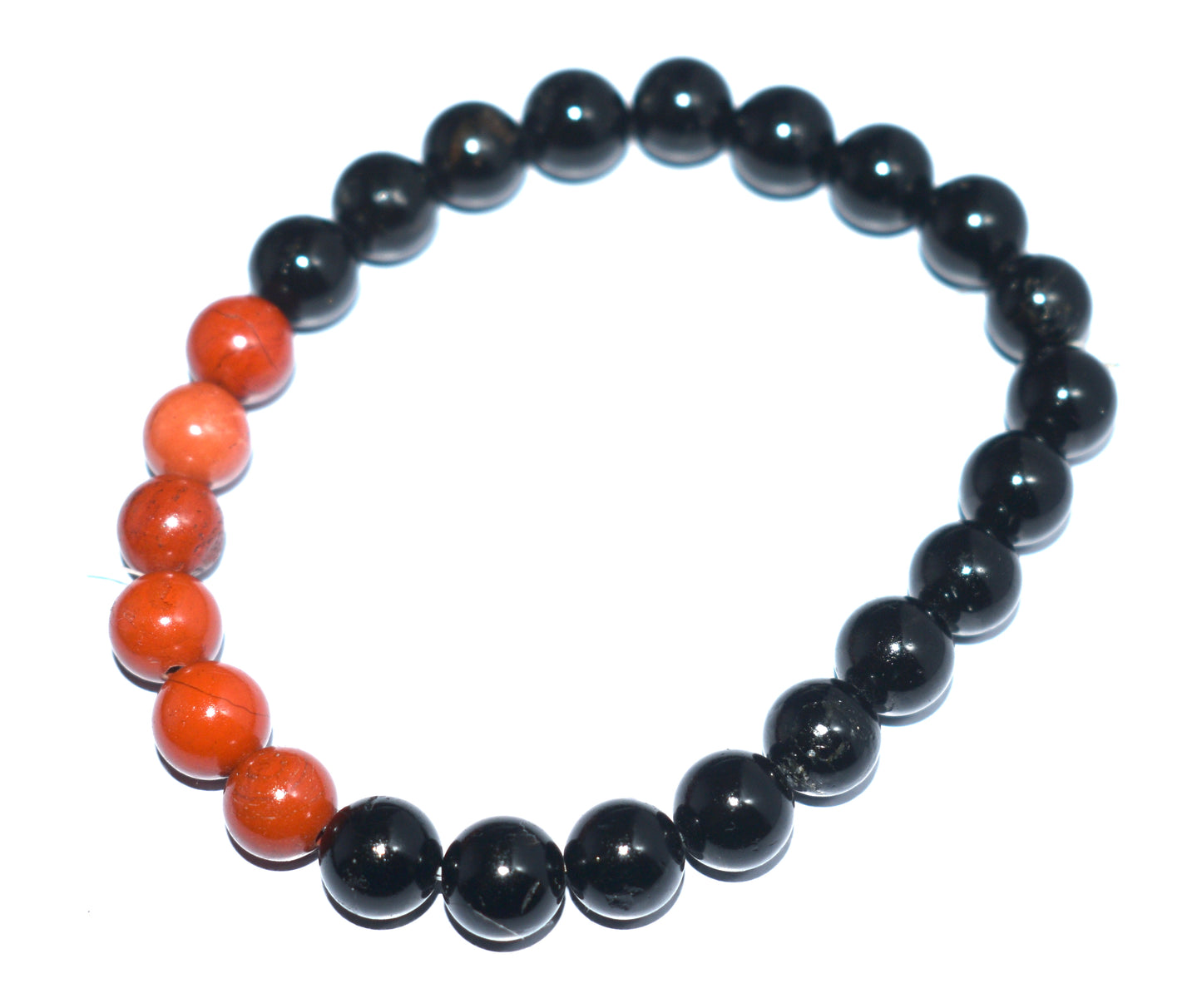 Red Jasper & Black Tourmaline Bead Adjustable Bracelet