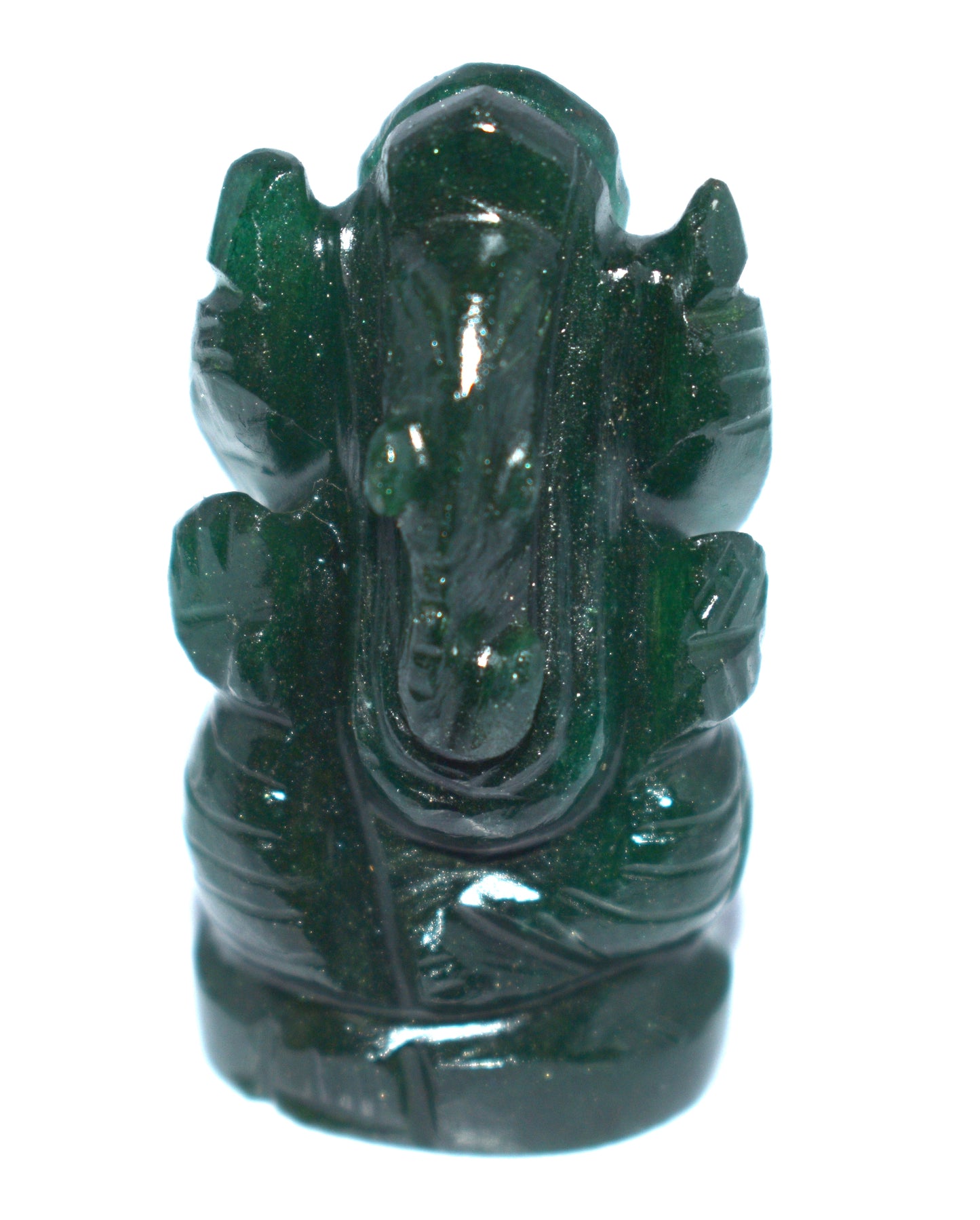 Green Aventurine Lord Ganesha Statue – Prosperity & Success Crystal Idol - {Weight- 29.90 Gram} - Size- 1.5x1'' inches