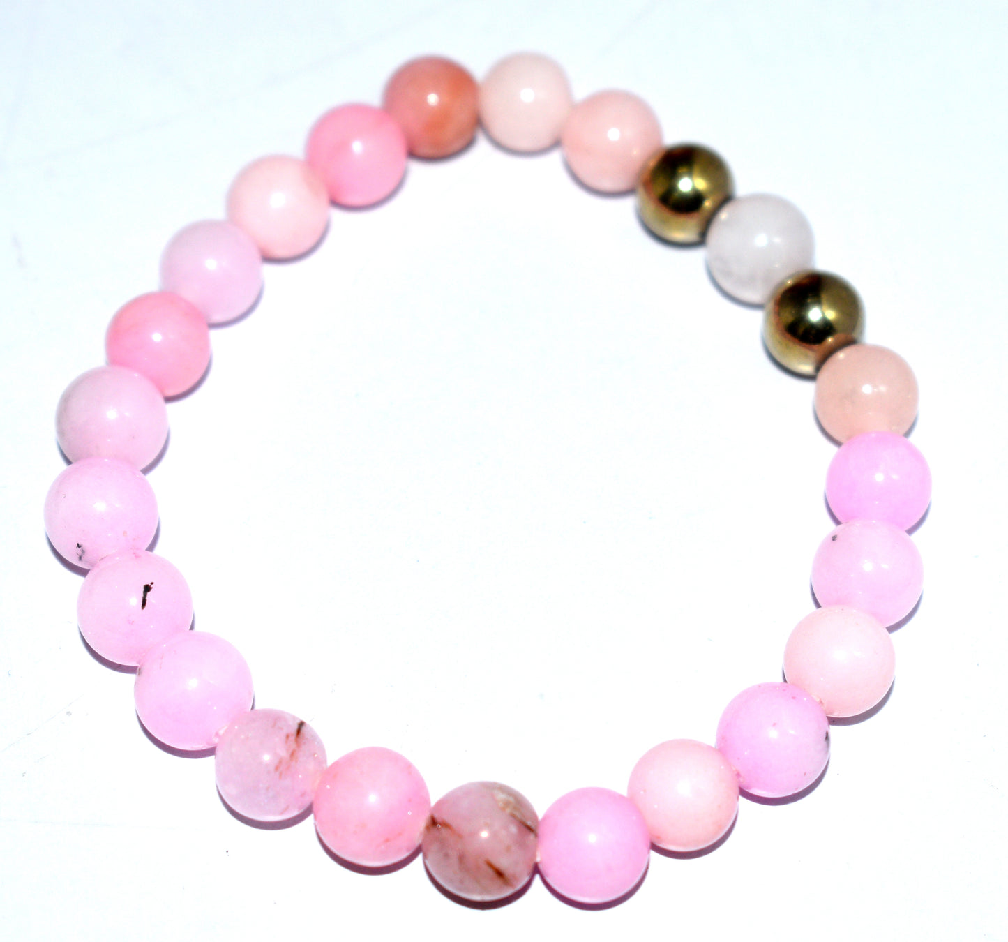 Pink Opal & Golden Hematite Adjustable Bracelet – Emotional Healing & Inner Strength
