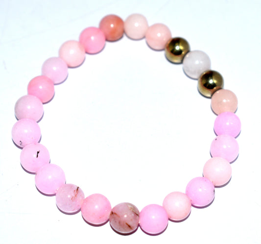 Pink Opal & Golden Hematite Adjustable Bracelet – Emotional Healing & Inner Strength