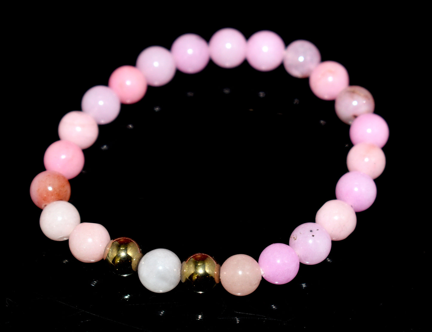 Pink Opal & Golden Hematite Adjustable Bracelet – Emotional Healing & Inner Strength
