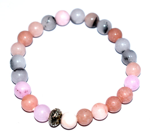 Pink Opal Agate Adjustable Bead Bracelet – Emotional Healing & Gentle Grounding