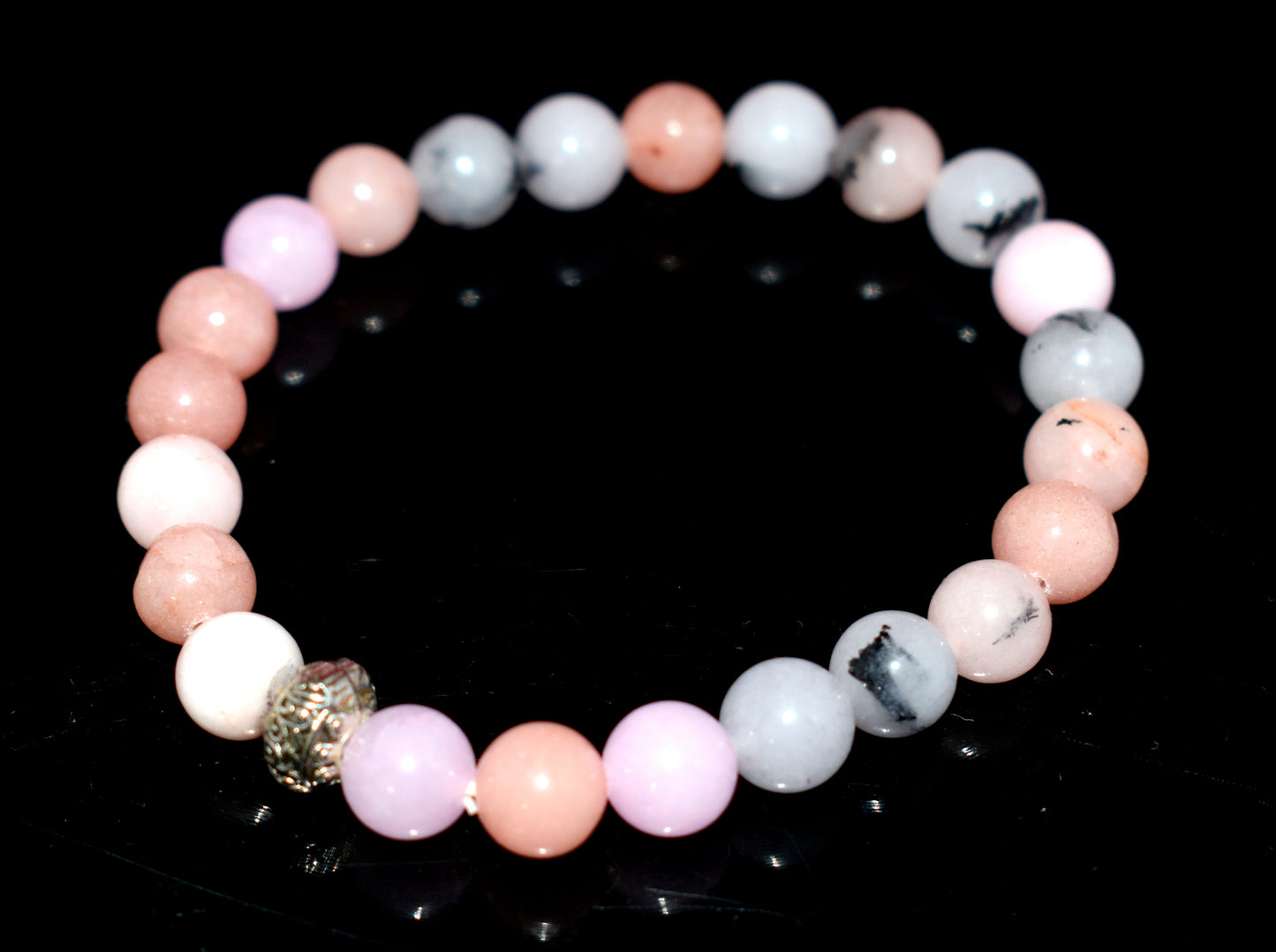 Pink Opal Agate Adjustable Bead Bracelet – Emotional Healing & Gentle Grounding