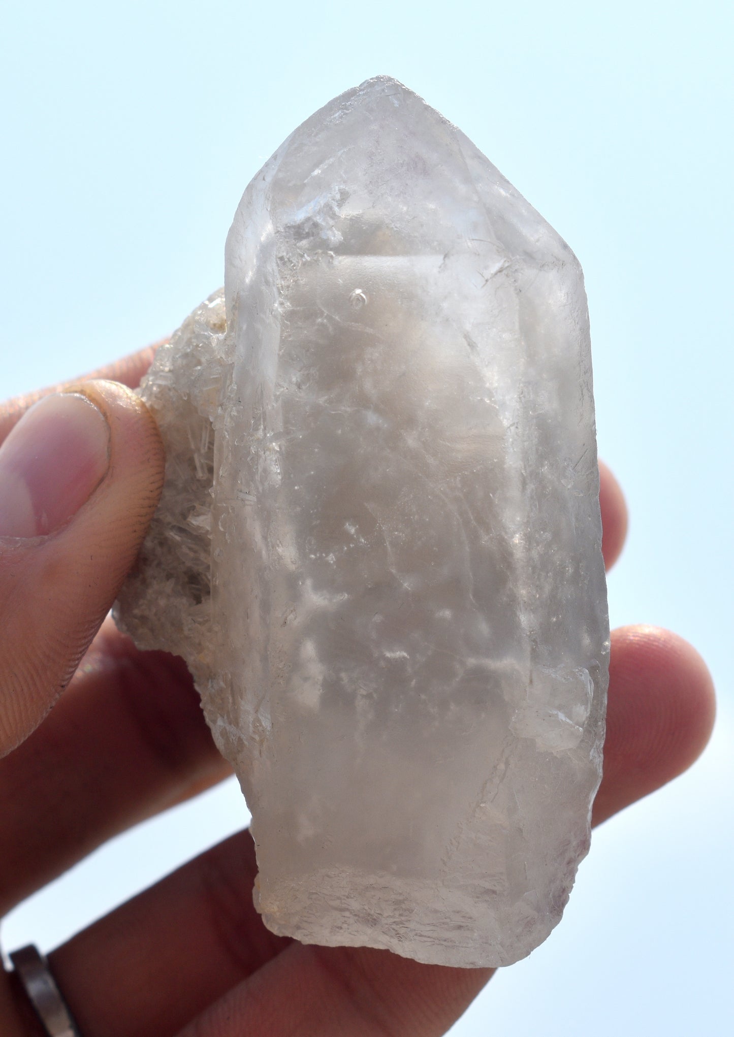 Phantom Quartz Crystal Point with Natural Druzy – High Vibration Healing Stone - {Weight- 106.00 Gram} Size- 3'' inches Long