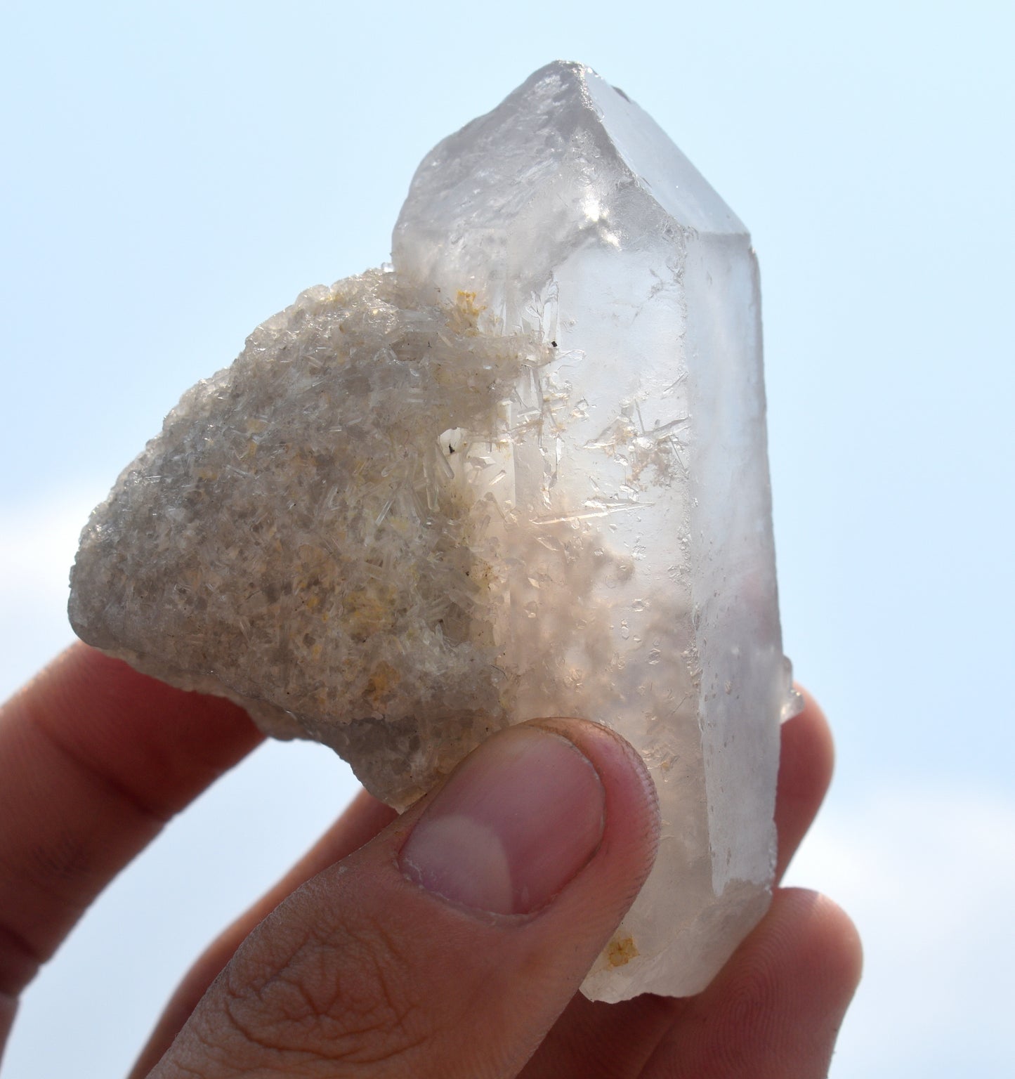 Phantom Quartz Crystal Point with Natural Druzy – High Vibration Healing Stone - {Weight- 106.00 Gram} Size- 3'' inches Long