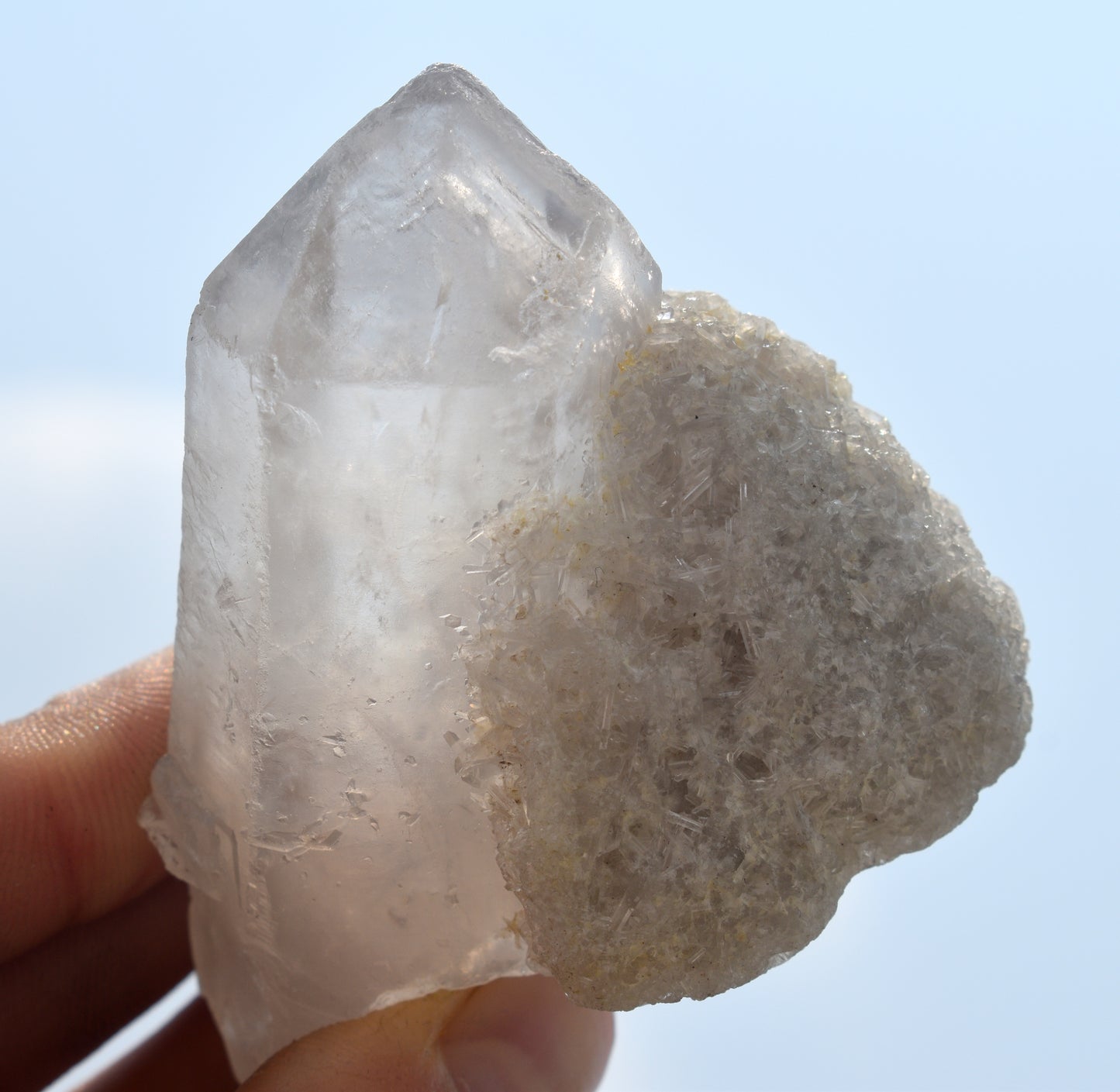Phantom Quartz Crystal Point with Natural Druzy – High Vibration Healing Stone - {Weight- 106.00 Gram} Size- 3'' inches Long