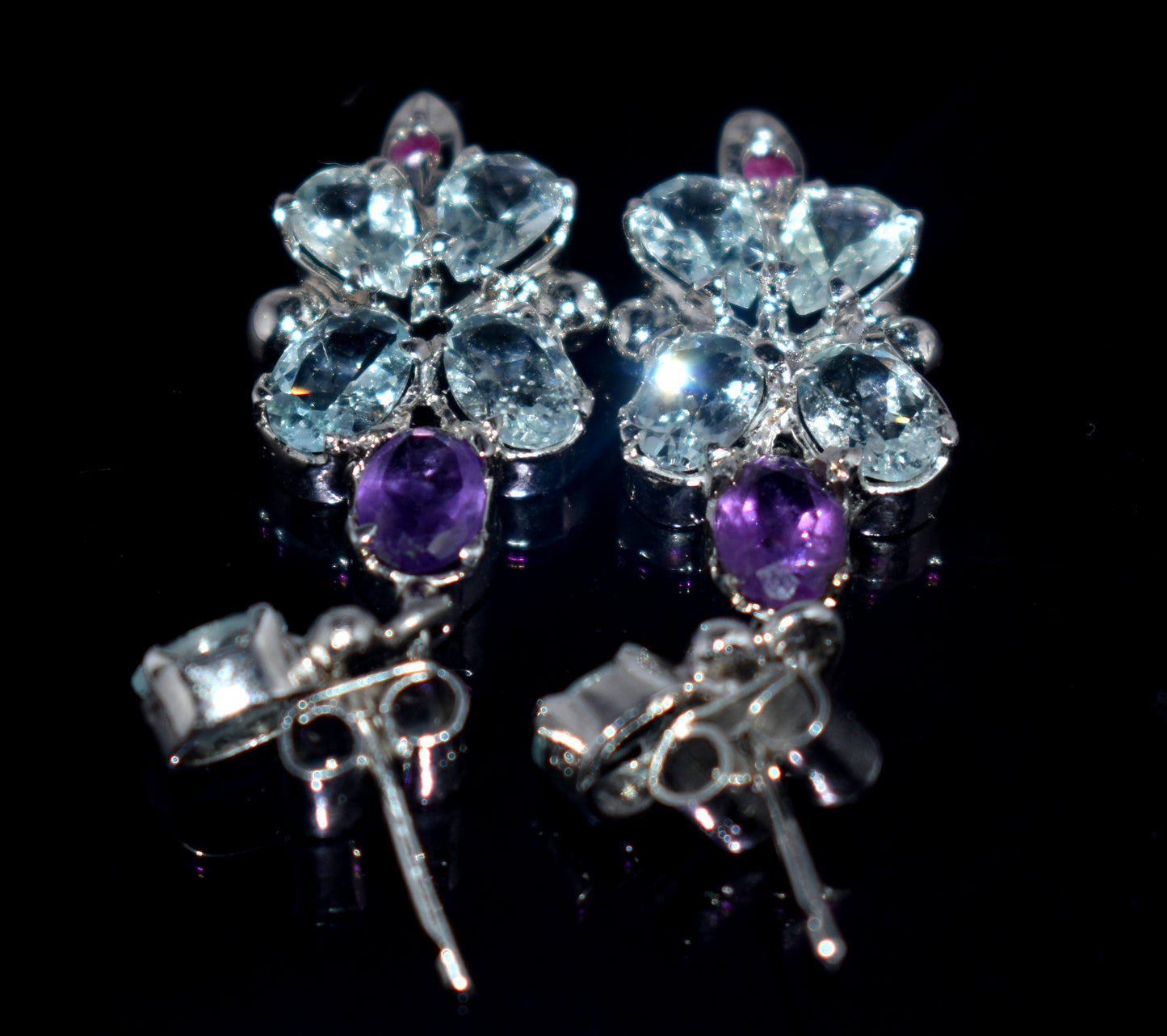 Mix Stone Earrings, 925 Sterling Silver, Boho Jewelry, {8.77 Gram}