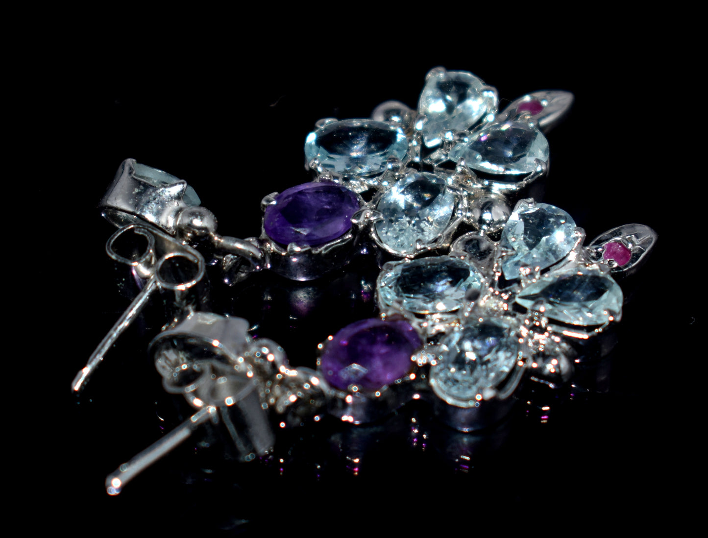 Mix Stone Earrings, 925 Sterling Silver, Boho Jewelry, {8.77 Gram}