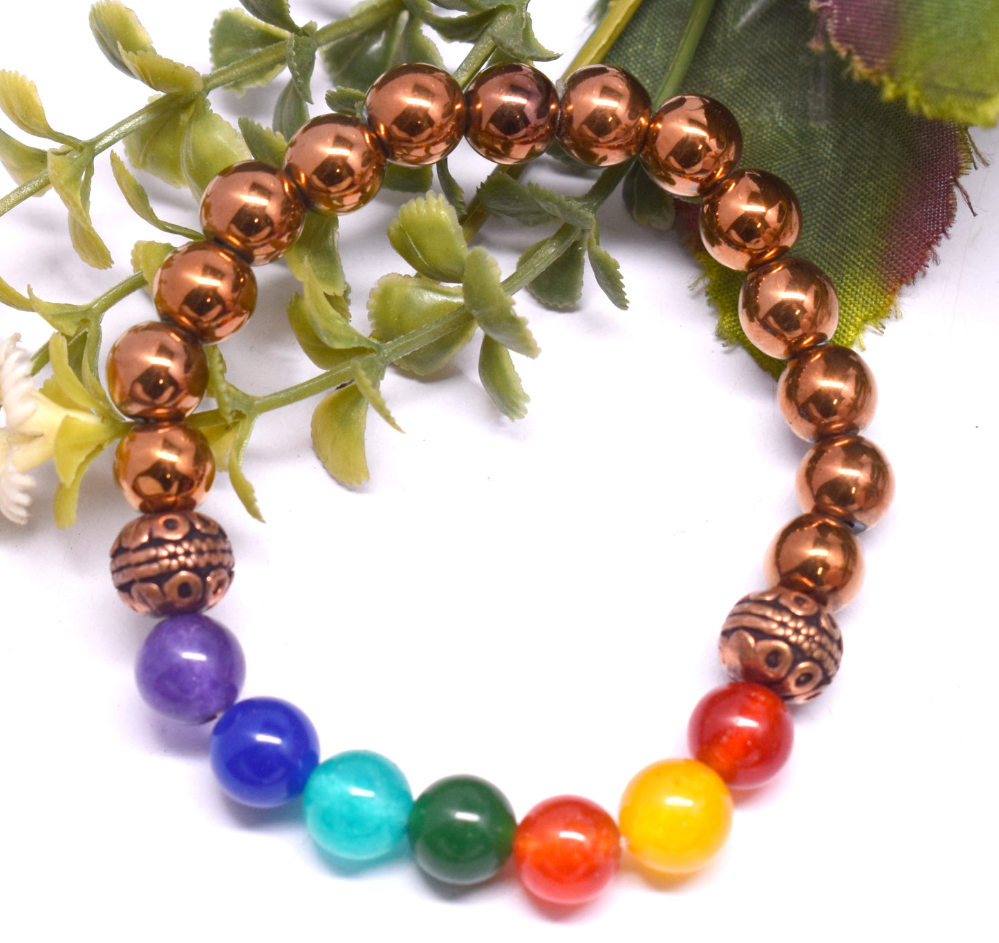 7 Chakra & Hematite Bead Adjustable Bracelet