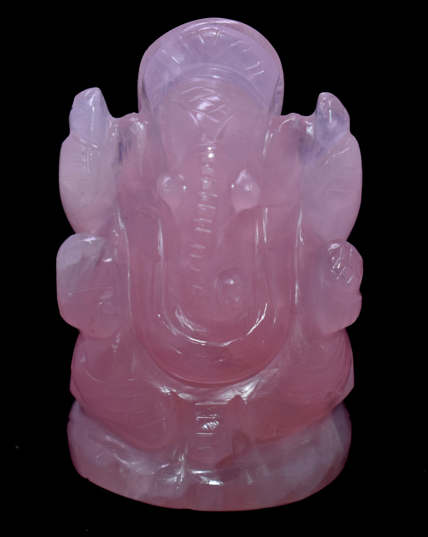 Rose Quartz Ganesh, Hand carved Ganesha skull, Crystal Ganesha, Quartz crystal skull, {197.50 Gram}