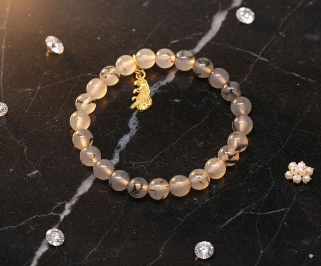 Dragon Vein Agate Adjustable Bracelet 8 MM Size
