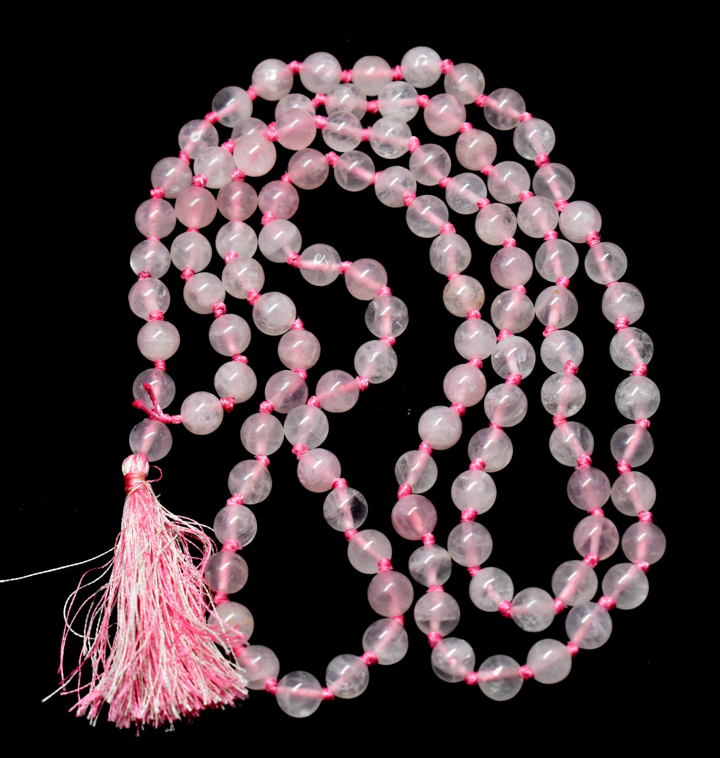 Natural Rose Quartz Bead Knotted Mala – Supports Love, Compassion, and Emotional Healing #RoseQuartz #Love #Compassion #CrystalHealing #Mala