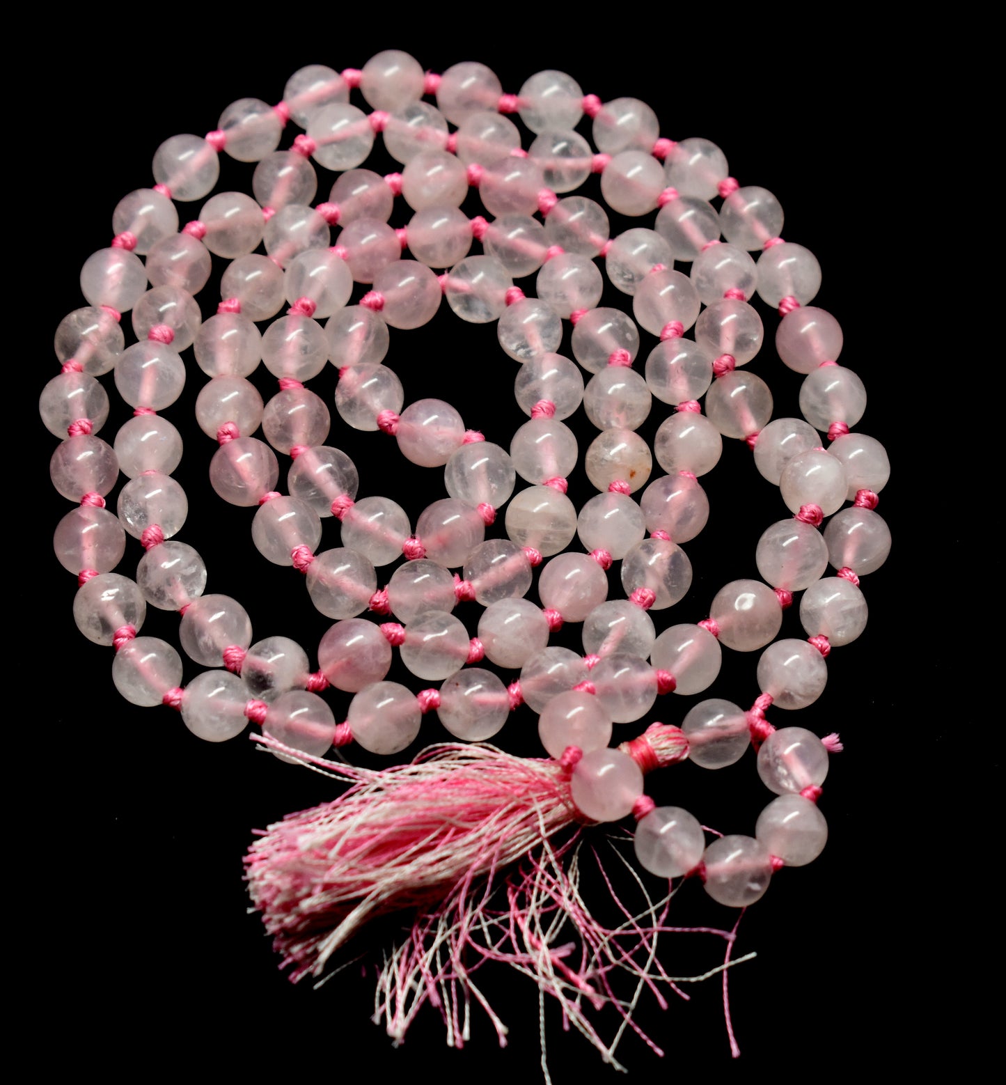 Natural Rose Quartz Bead Knotted Mala – Supports Love, Compassion, and Emotional Healing #RoseQuartz #Love #Compassion #CrystalHealing #Mala