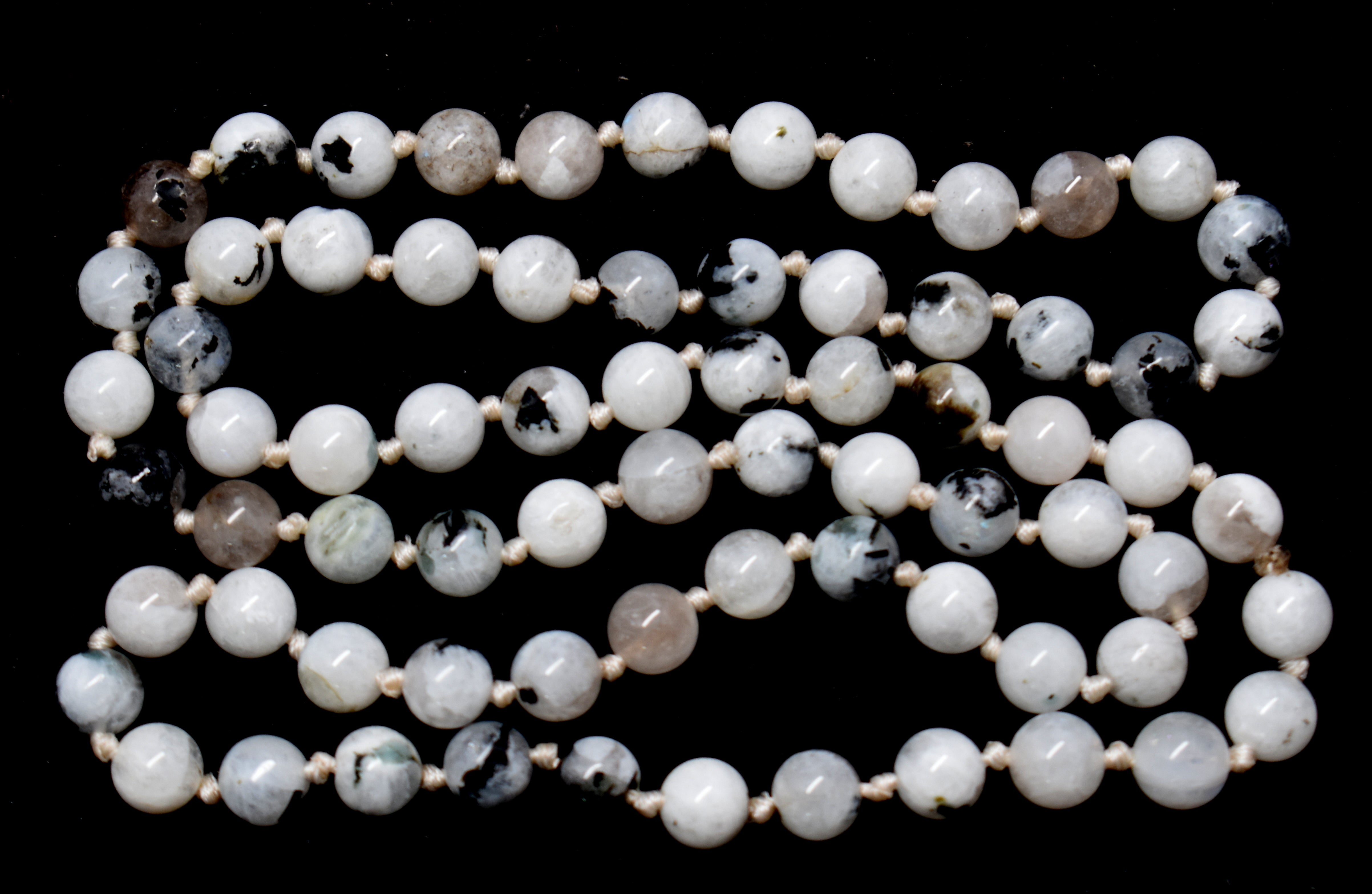 Rainbow Moonstone Bead Mala for Emotional Healing and Intuition