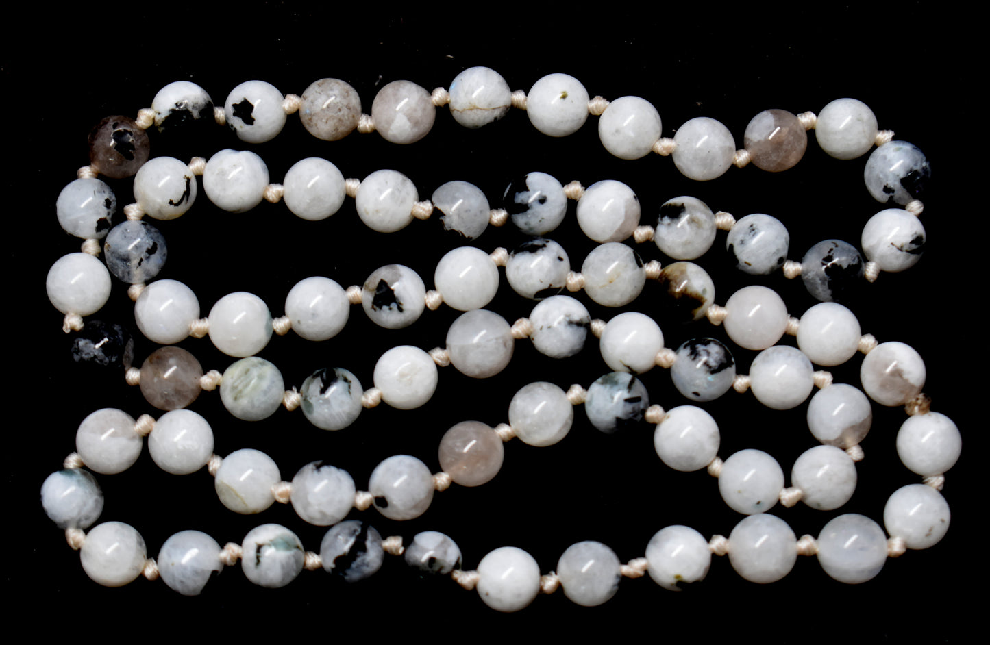Rainbow Moonstone Bead Mala for Emotional Healing and Intuition – Enhances Spiritual Awareness and Inner Peace #RainbowMoonstone #EmotionalHealing #Intuition #CrystalHealing #Mala