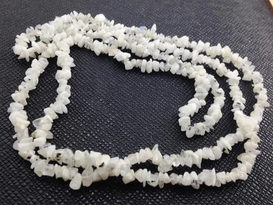 Rainbow Moonstone Uncut Chips Mala – Perfect for Enhancing Intuition, Emotional Balance, and Spiritual Growth #RainbowMoonstone #Intuition #EmotionalBalance #CrystalHealing #NaturalGemstone