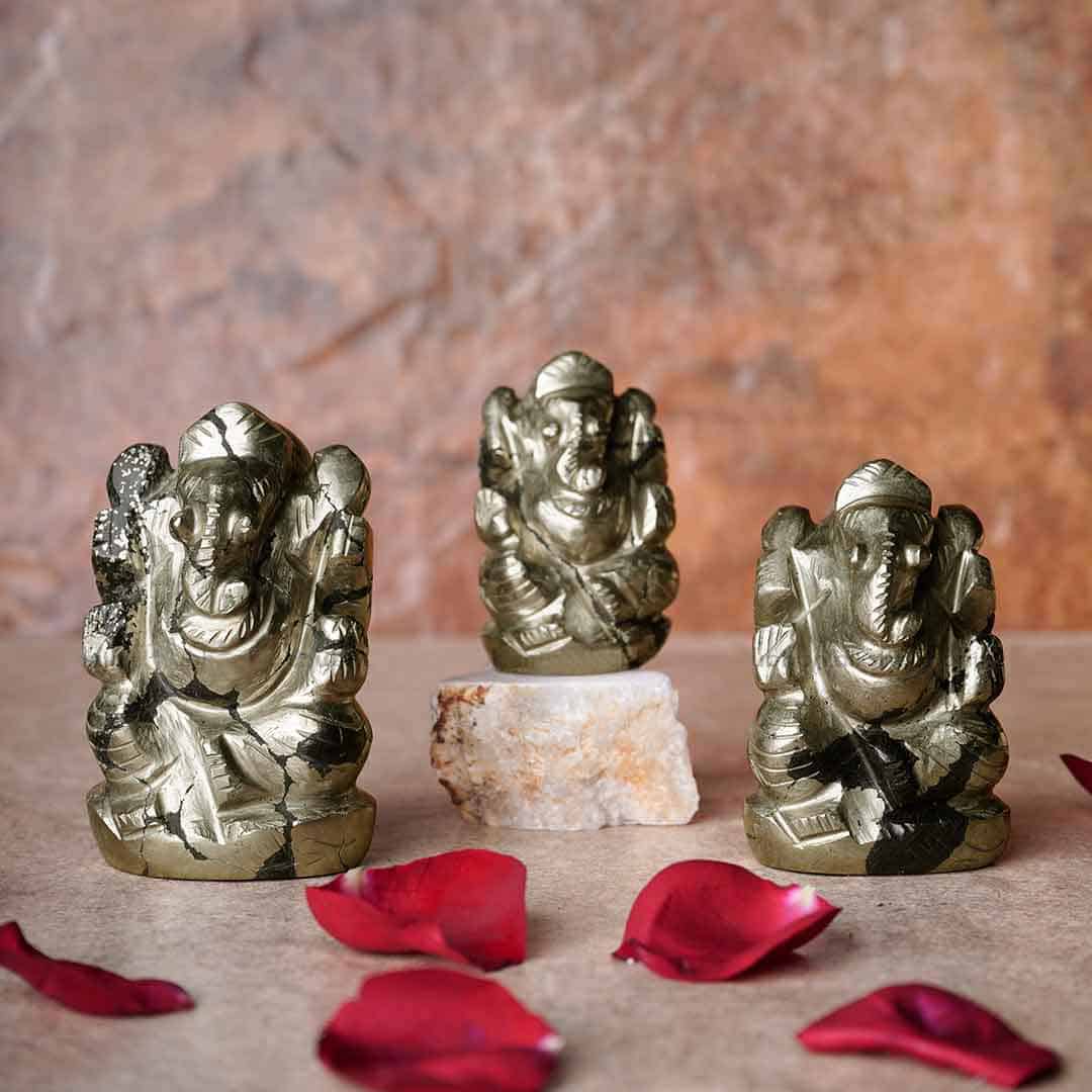 Pyrite Ganesha – Natural Pyrite Ganesh Idol for Wealth, Prosperity & Positive Energy