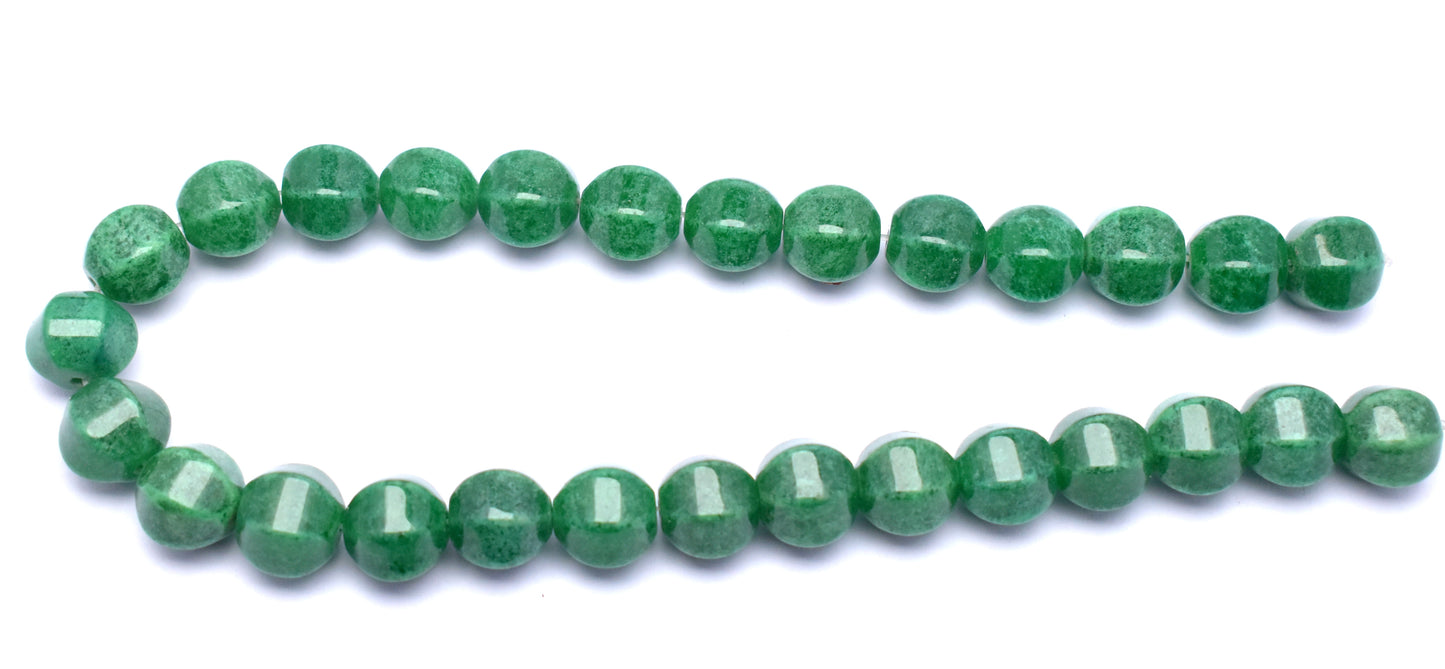 This strand features 14mm natural green jade melon-shaped beads, ideal for elegant jewelry creations.
 #GreenJade #JadeBeads #MelonBeads #GemstoneJewelry #HealingCrystals #JewelryMaking