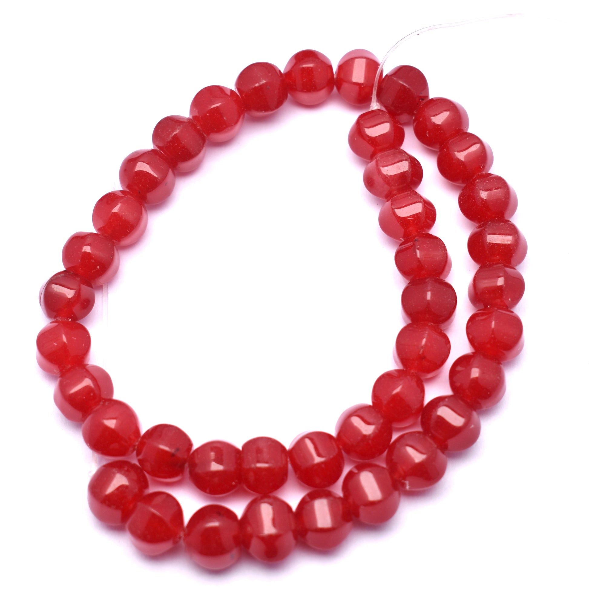 This stunning strand features natural red jade melon-shaped curved beads (10mm), perfect for creating unique jewelry pieces.
 #RedJade #MelonBeads #JadeBeads #GemstoneJewelry #HealingCrystals #JewelryMaking #CrystalBeads #FashionJewelry