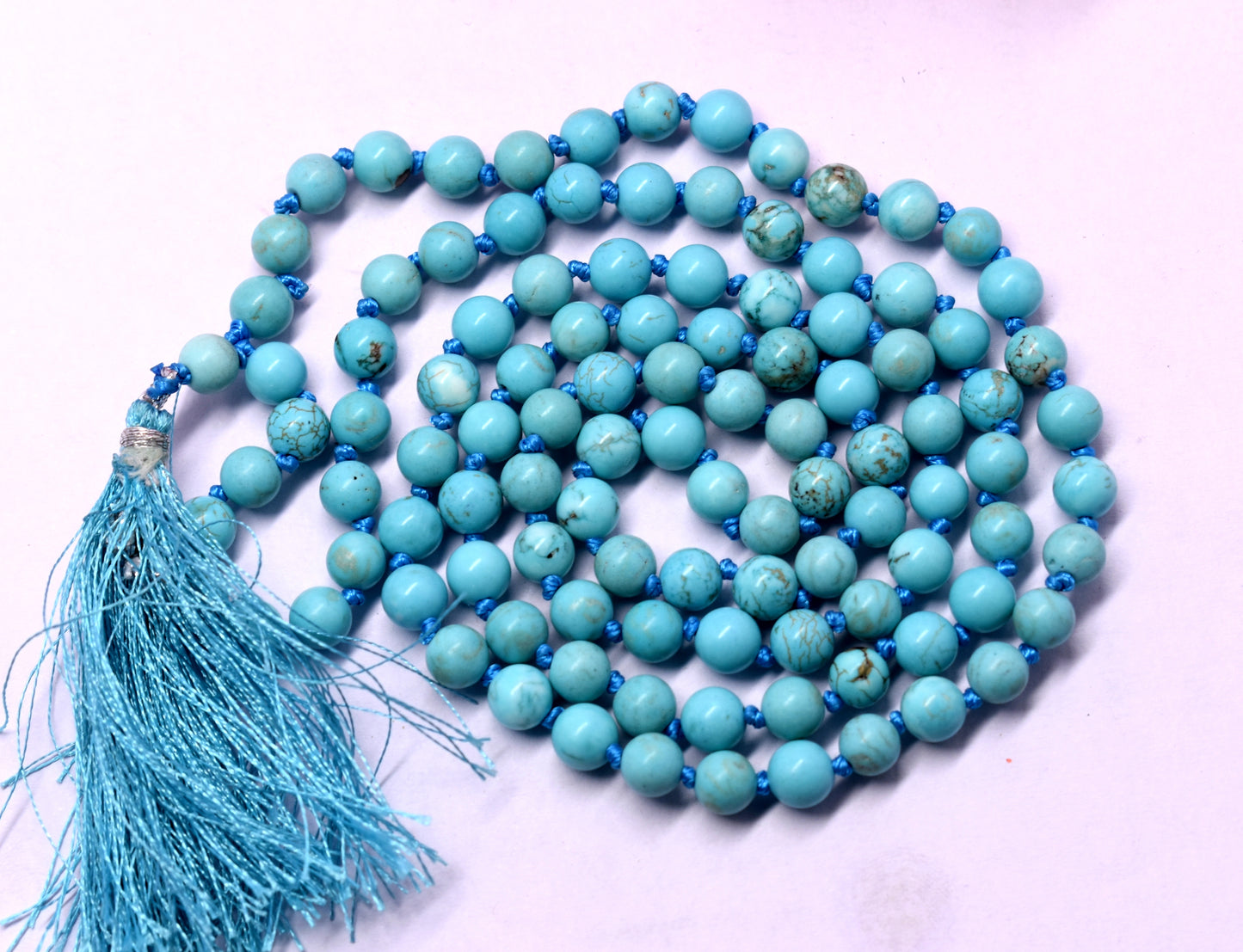 Turquoise (Firoza) Knotted Bead Mala – Enhances Communication, Protection, and Spiritual Growth #Turquoise #Firoza #Communication #Protection #CrystalHealing #Mala