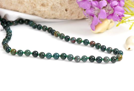 Blood Stone Bead Mala 8 mm 28 Inches