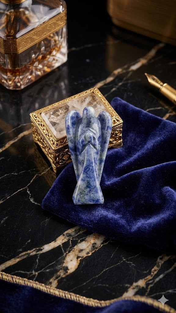 Sodalite Angel 2 Inches – Healing Crystal Angel for Peace & Wisdom