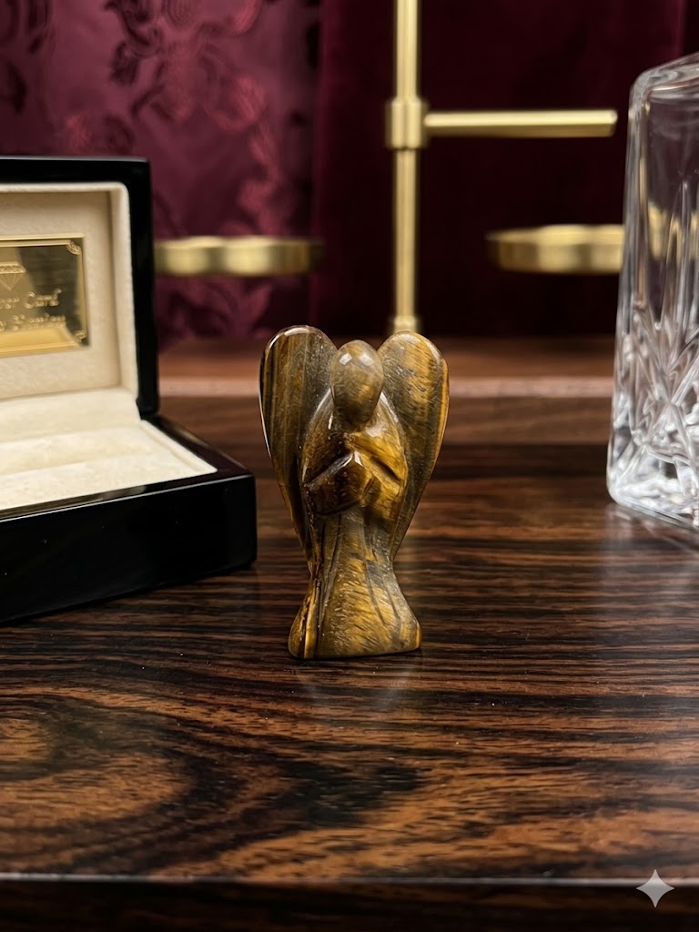 Natural Tiger Eye Angel Statue for Wealth, Courage & Positivity 2 inches