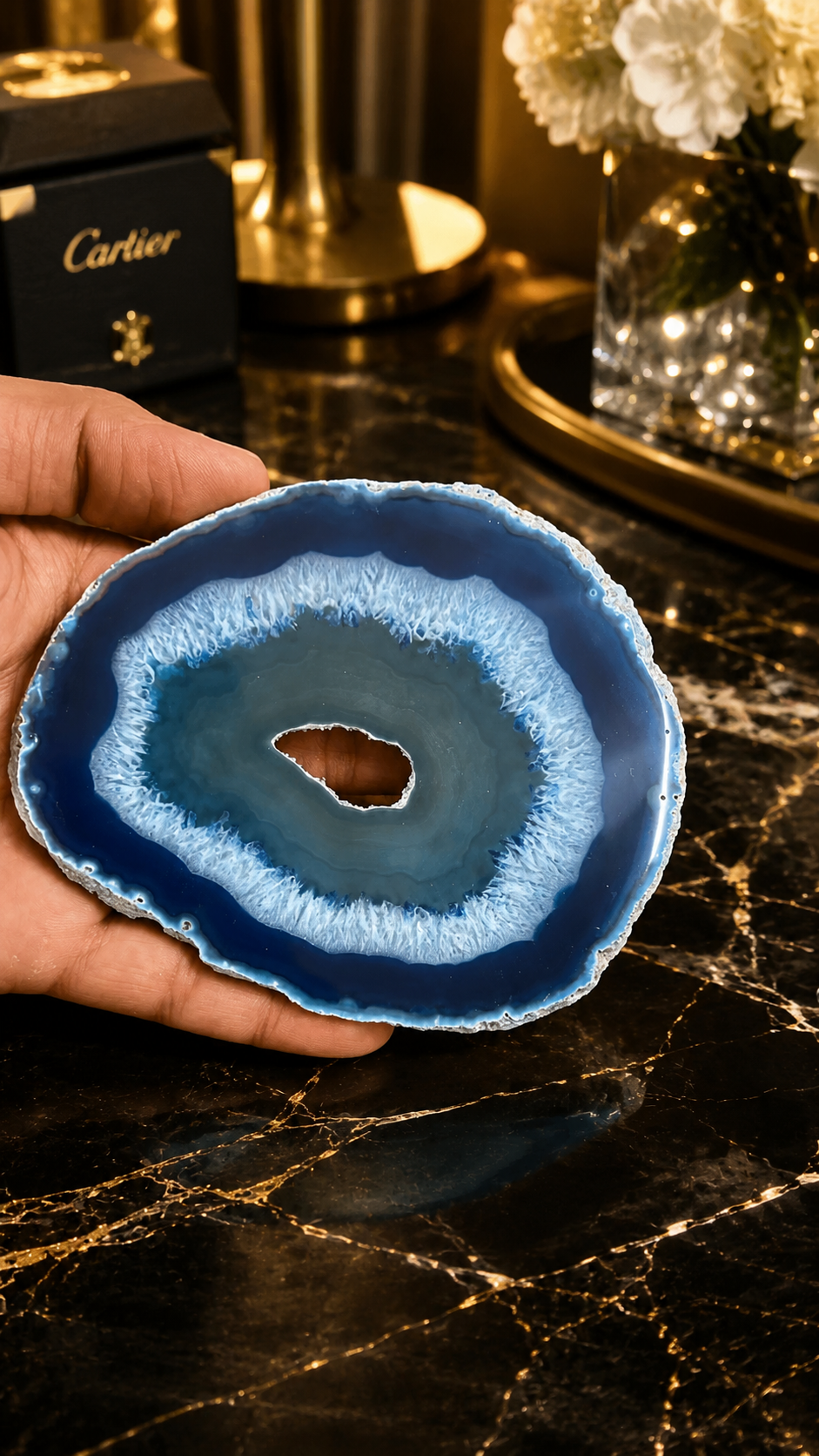 Luxury Purple Agate Slice Plate | Natural Crystal Home Décor 145 Gram