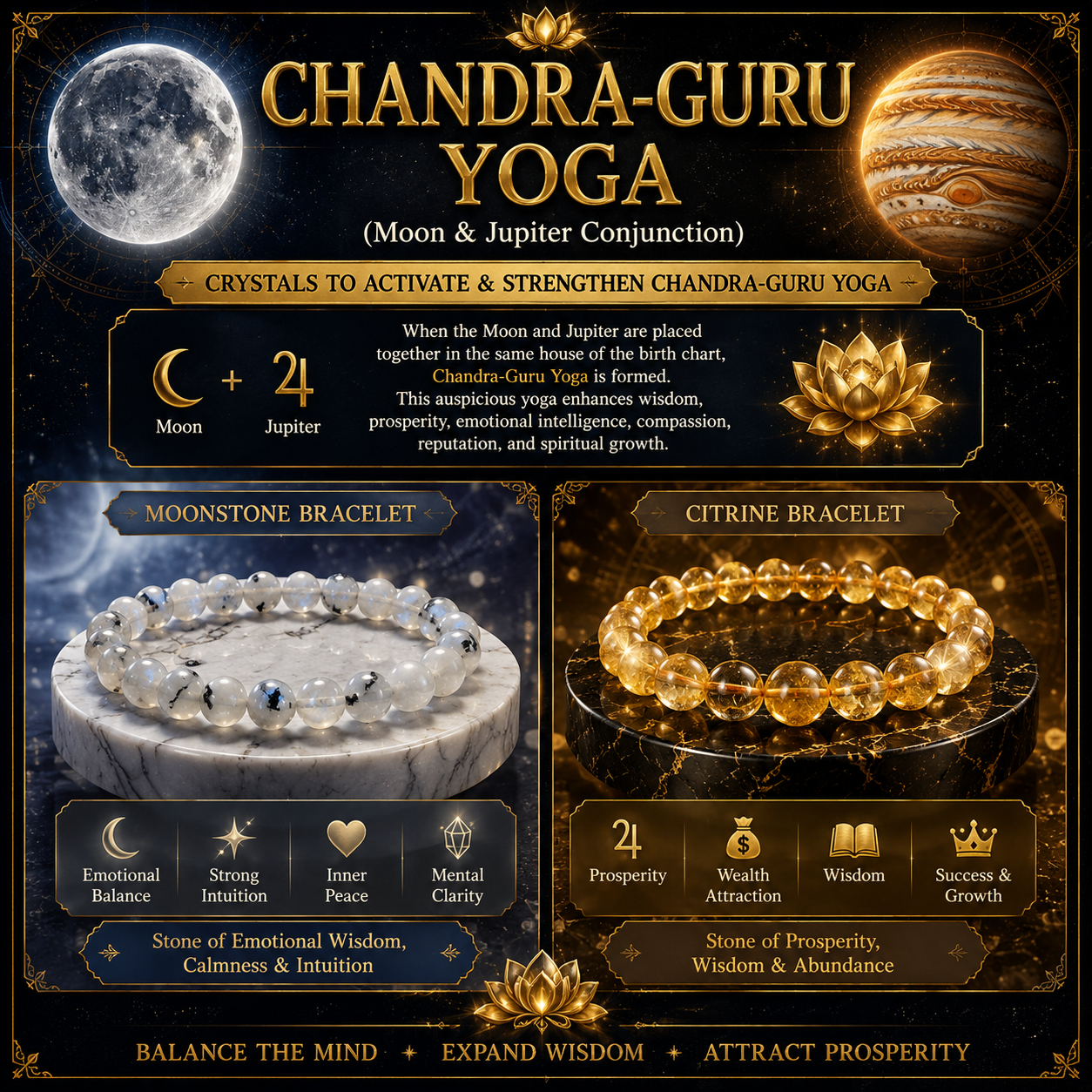 Chandra-Guru Yoga Crystal Bracelets Balance Emotions • Expand Wisdom • Attract Prosperity