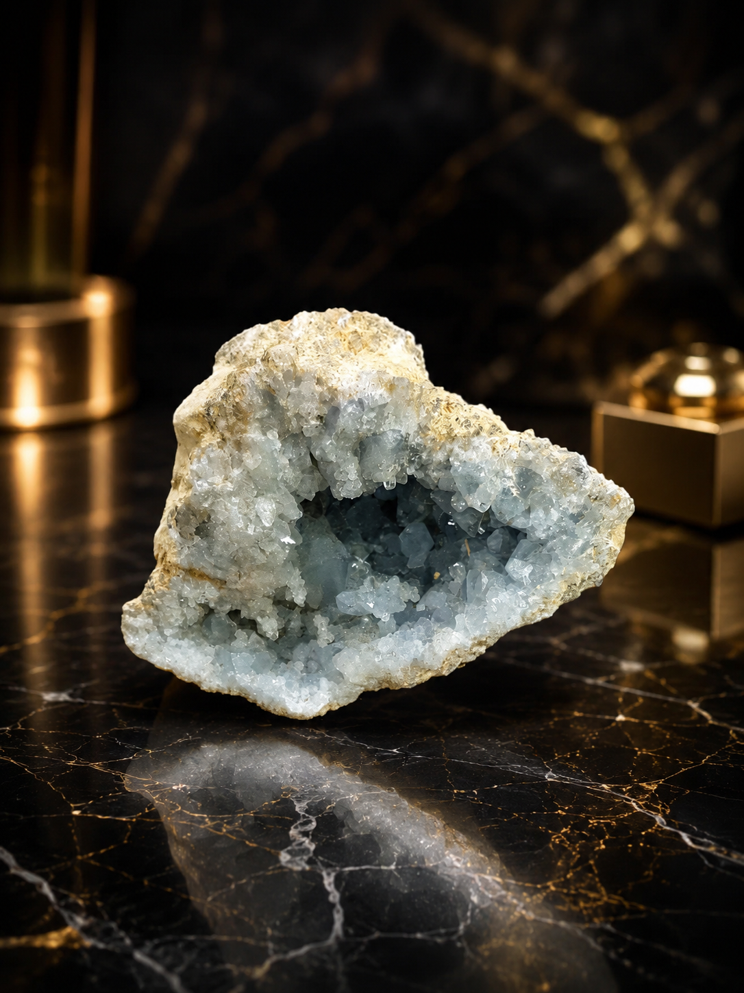 Celestite Cluster 520 Gram – Natural Sky Blue Crystal Geode for Peace & Spiritual Energy
