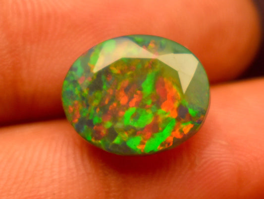 Opal, Black Ethiopian Opal, Oval Faceted Loose Gemstone, 5.20 Carat, Size-14.5x12x6.5mm, For Jewelry Making,