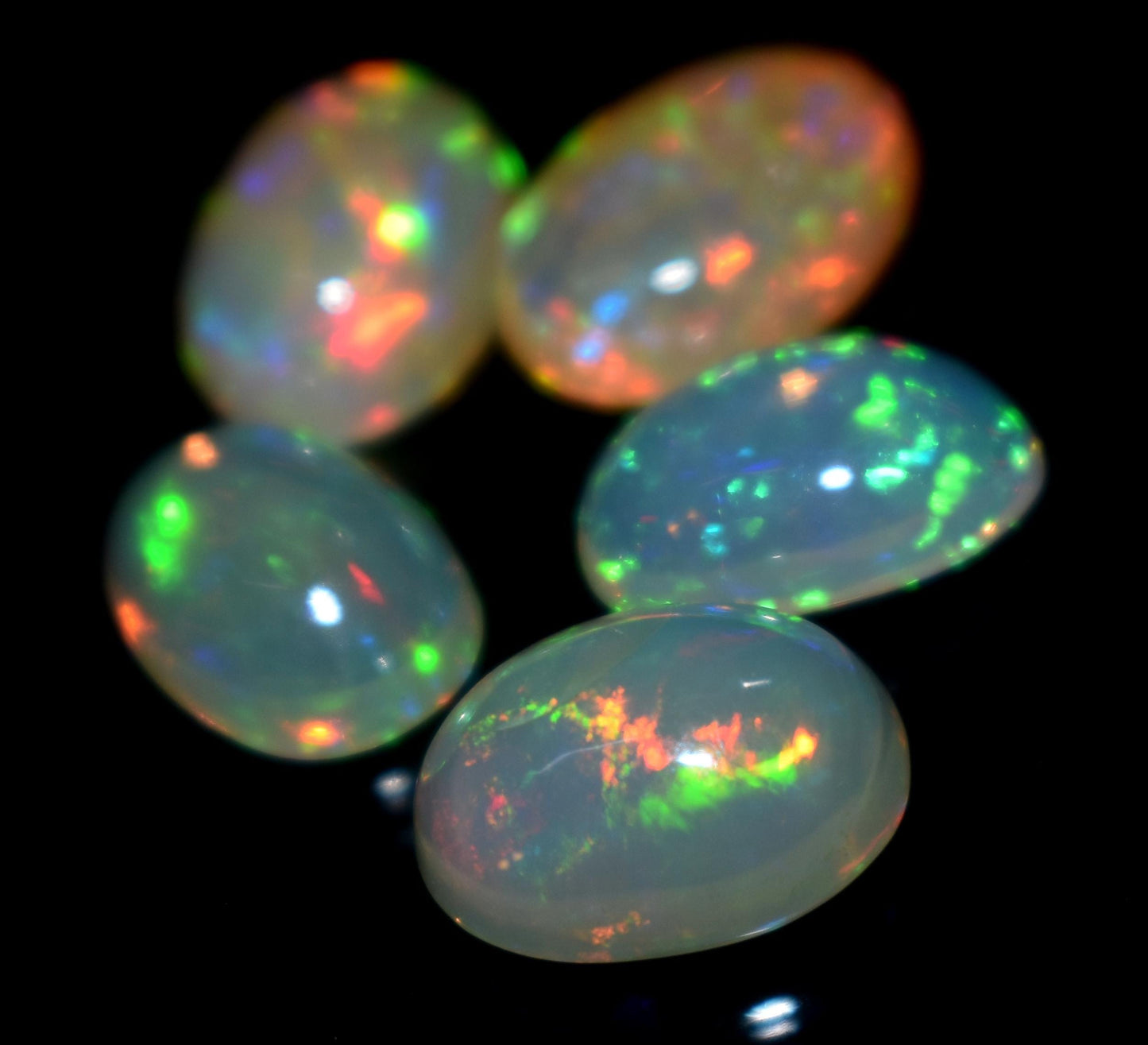 Opal, Natural Ethiopian Opal, Oval Welo Fire Cabochon Gemstone Lot, 8.65 Carat, Size-11x8mm to 9x7mm Gift For Her, PC-5